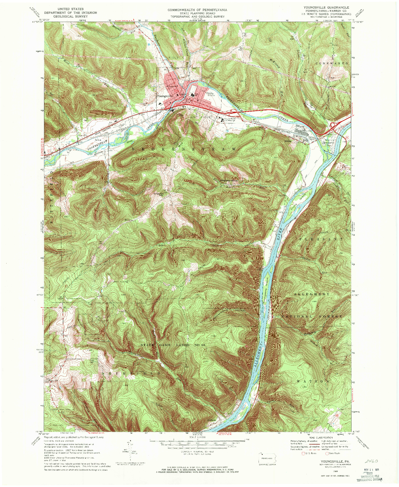 USGS 1:24000-SCALE QUADRANGLE FOR YOUNGSVILLE, PA 1969