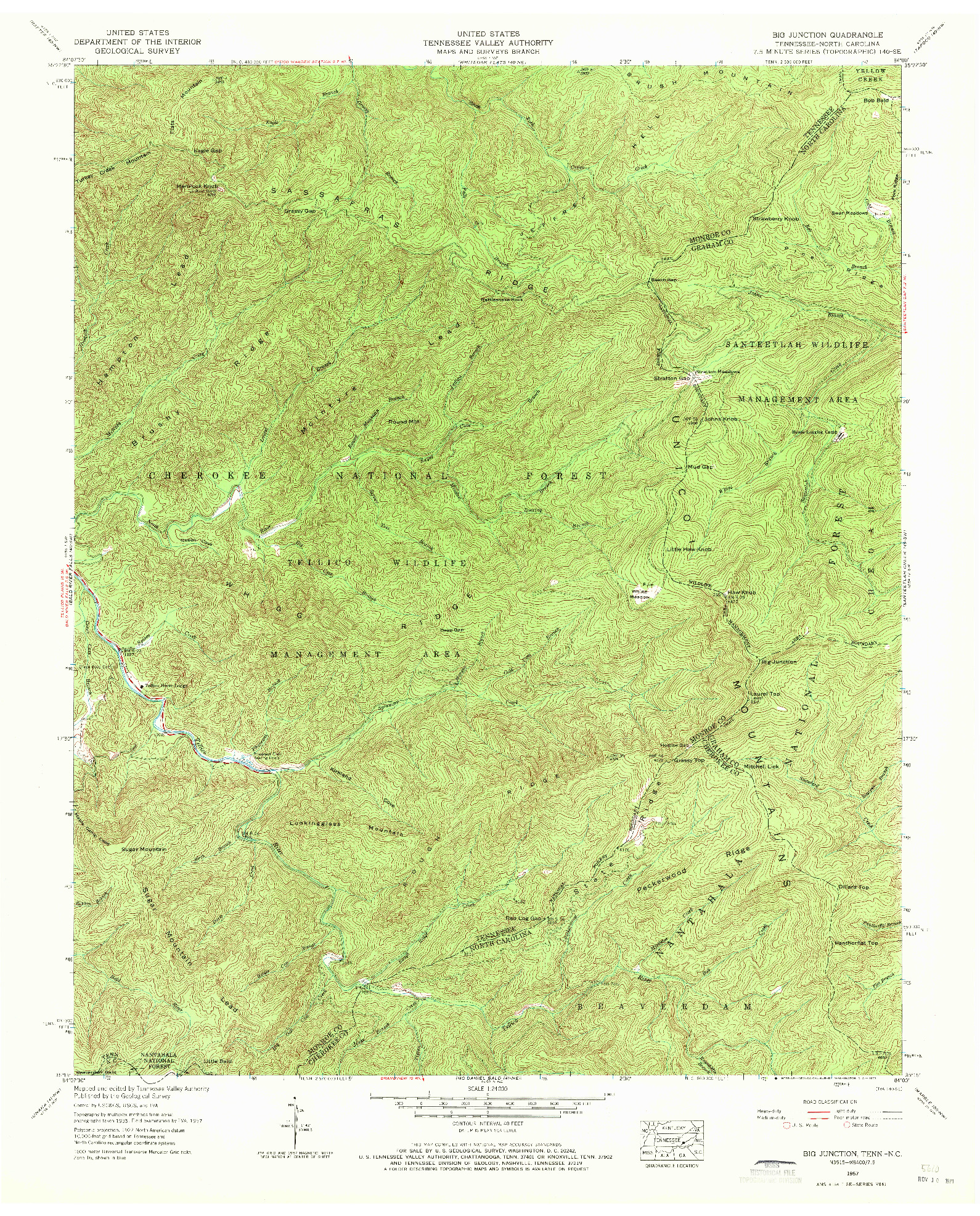 USGS 1:24000-SCALE QUADRANGLE FOR BIG JUNCTION, TN 1957