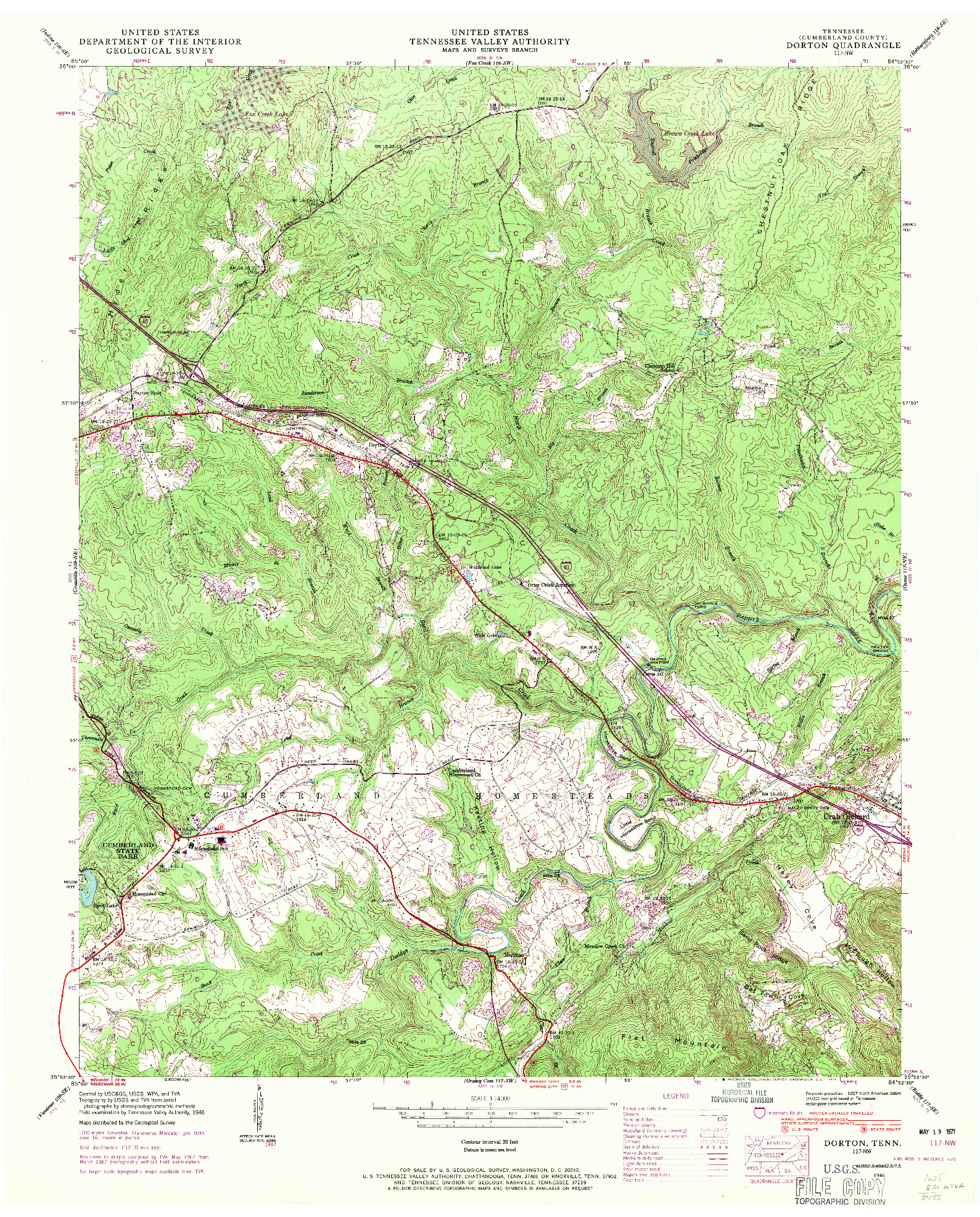 USGS 1:24000-SCALE QUADRANGLE FOR DORTON, TN 1946