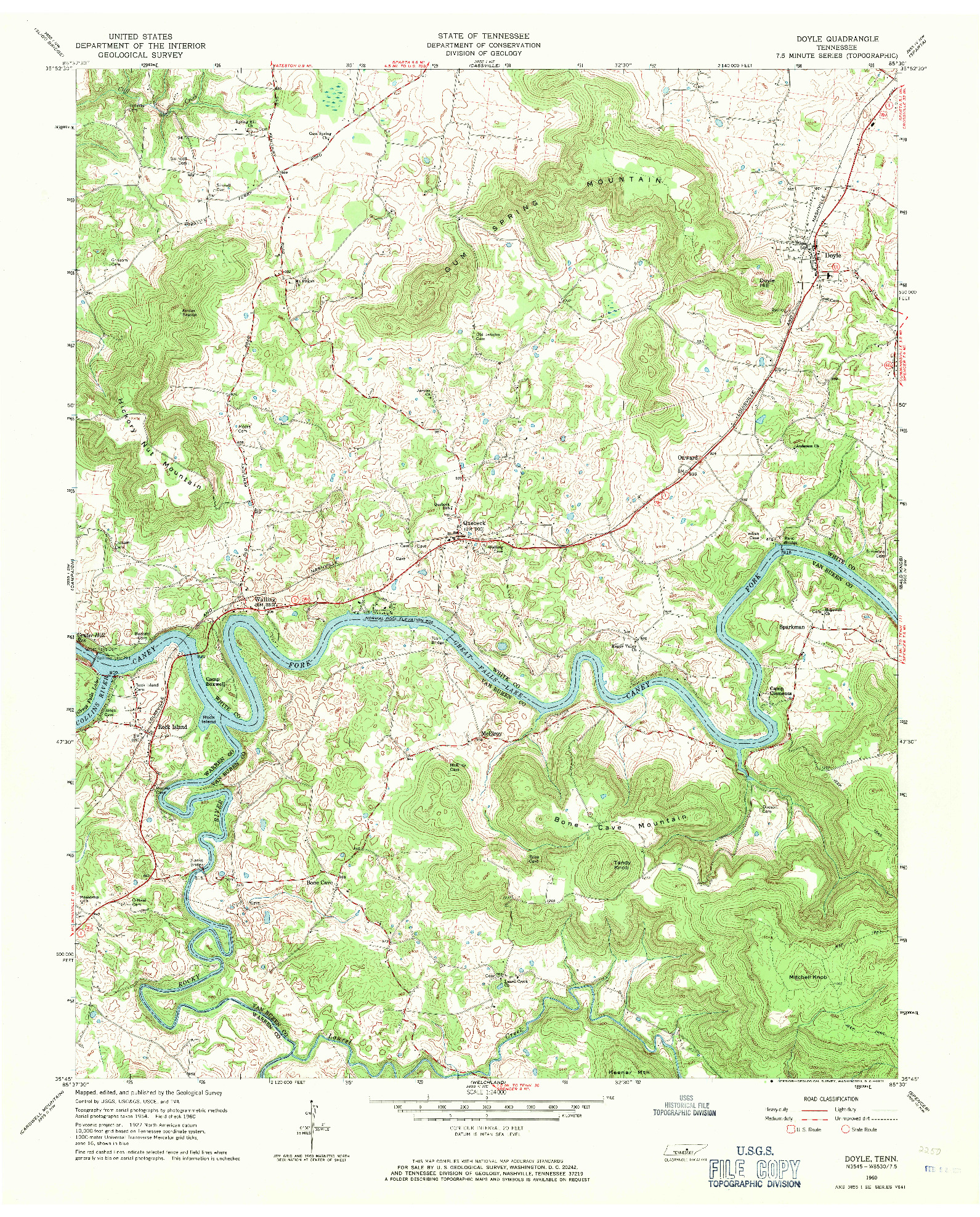 USGS 1:24000-SCALE QUADRANGLE FOR DOYLE, TN 1960