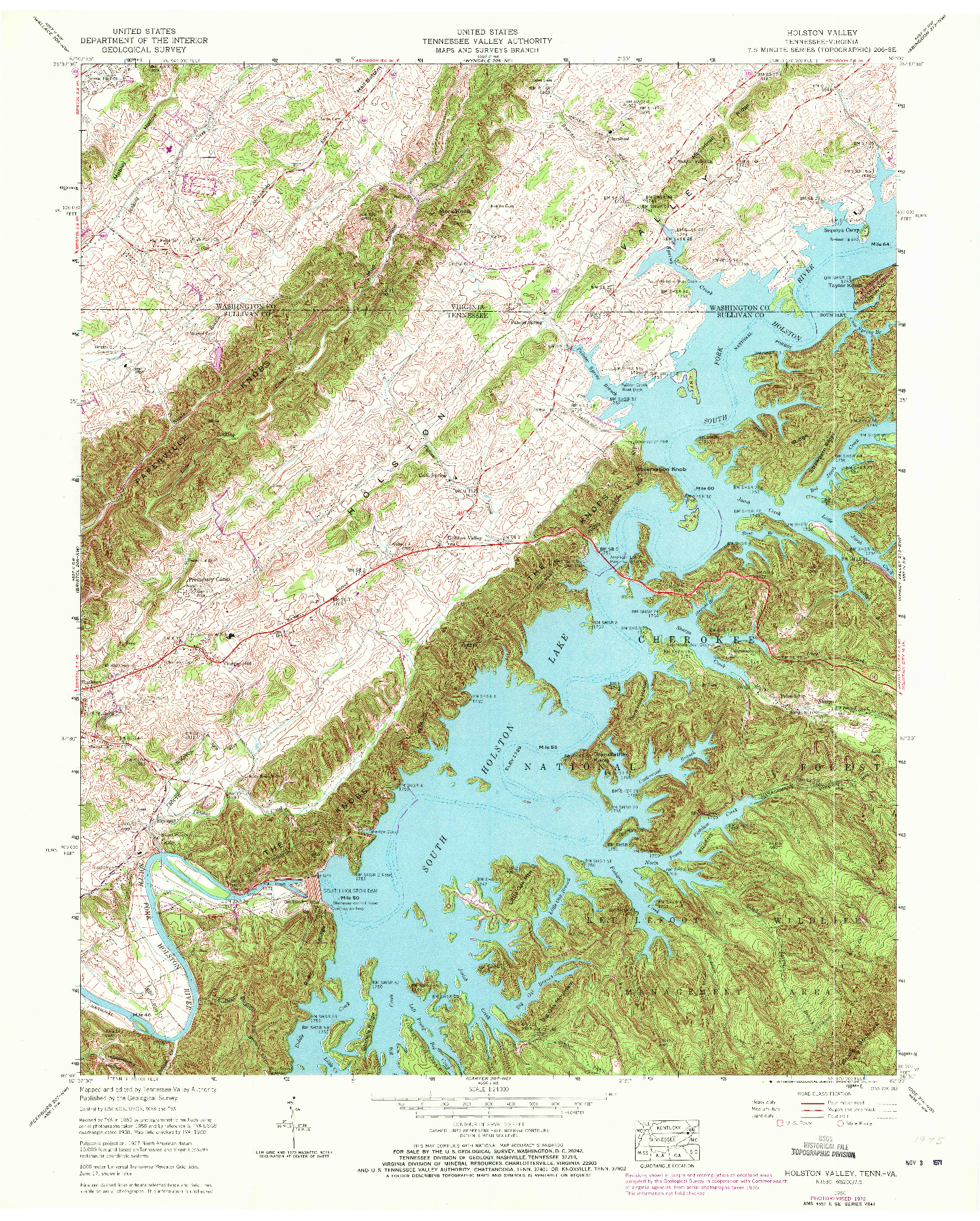 USGS 1:24000-SCALE QUADRANGLE FOR HOLSTON VALLEY, TN 1960