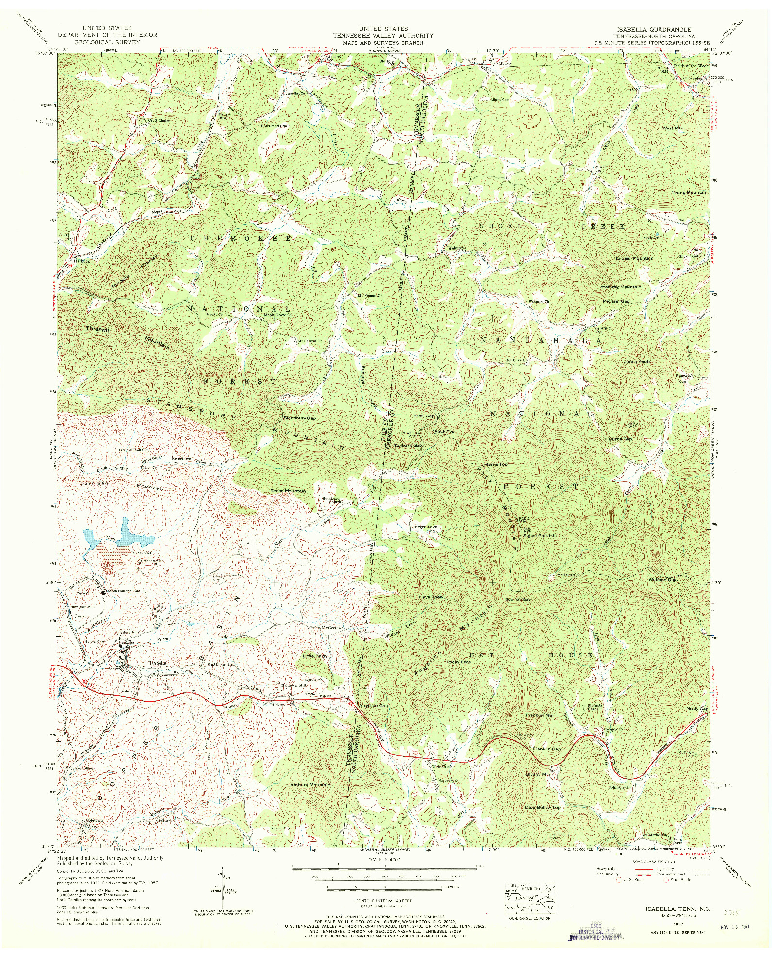 USGS 1:24000-SCALE QUADRANGLE FOR ISABELLA, TN 1957