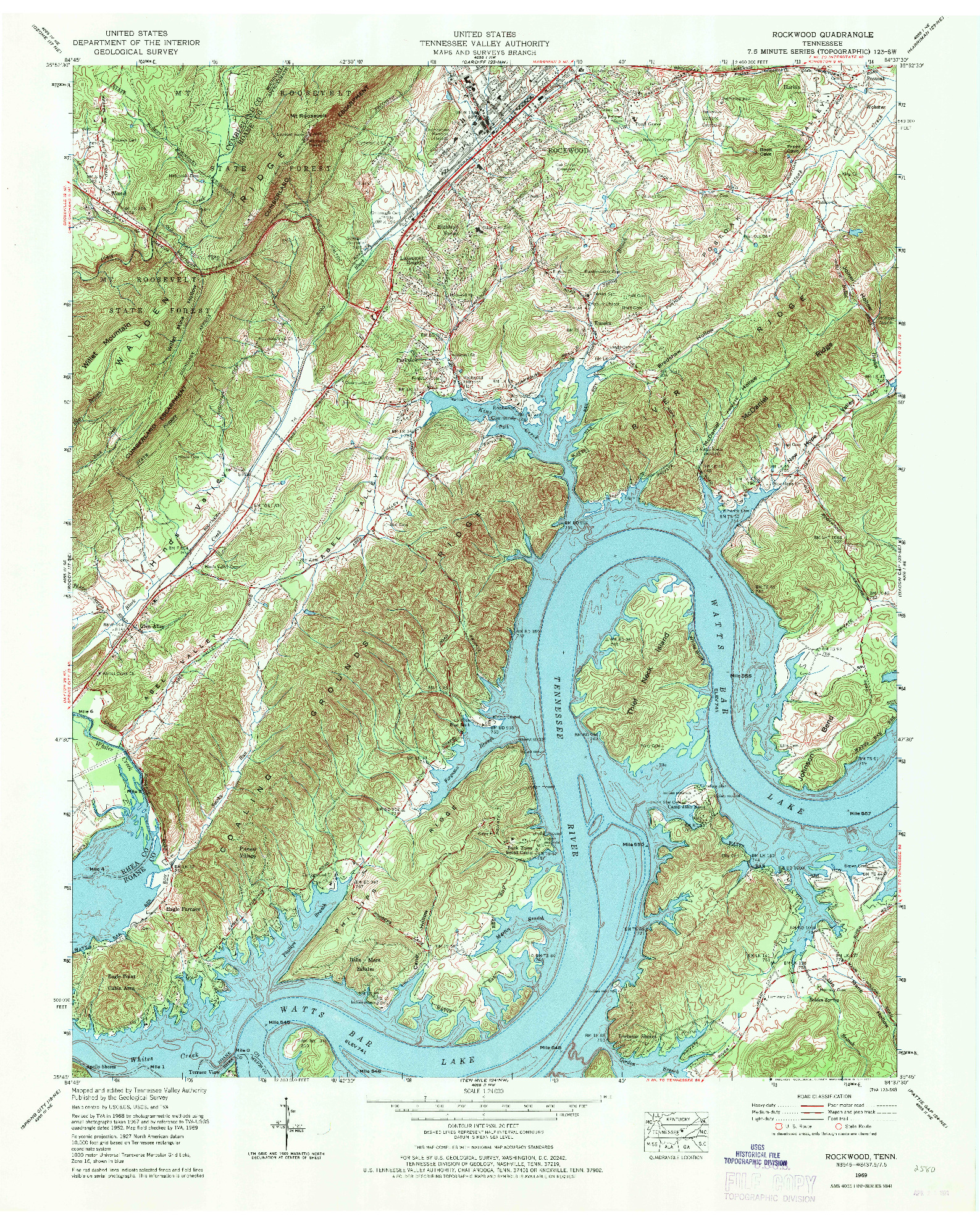 USGS 1:24000-SCALE QUADRANGLE FOR ROCKWOOD, TN 1969
