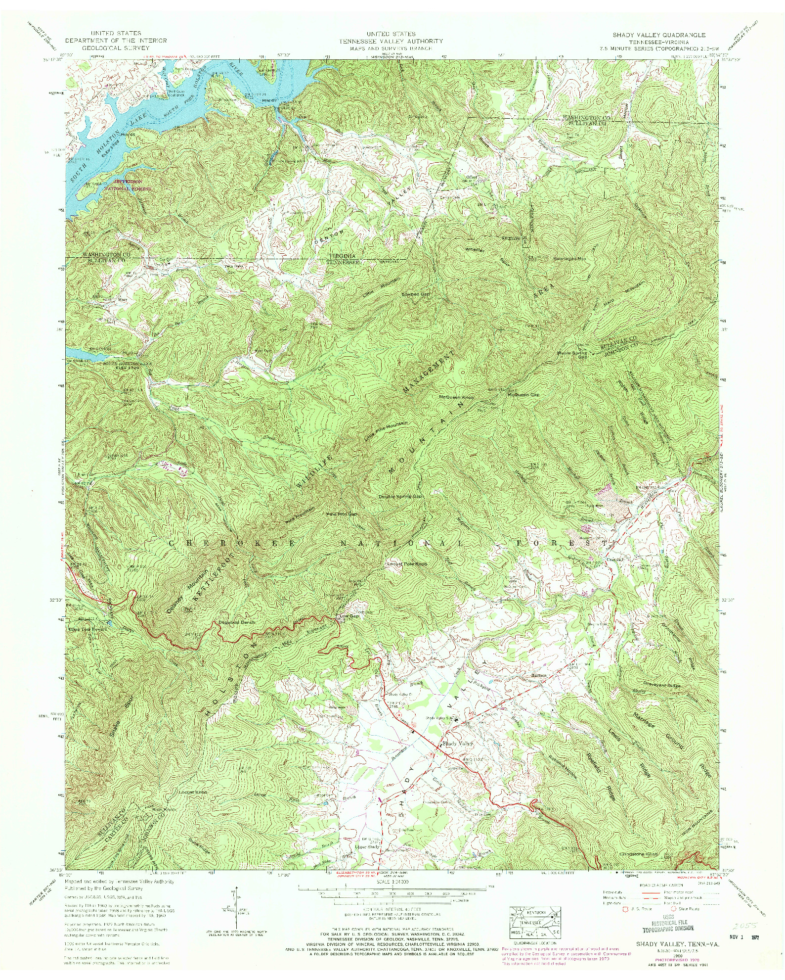 USGS 1:24000-SCALE QUADRANGLE FOR SHADY VALLEY, TN 1960