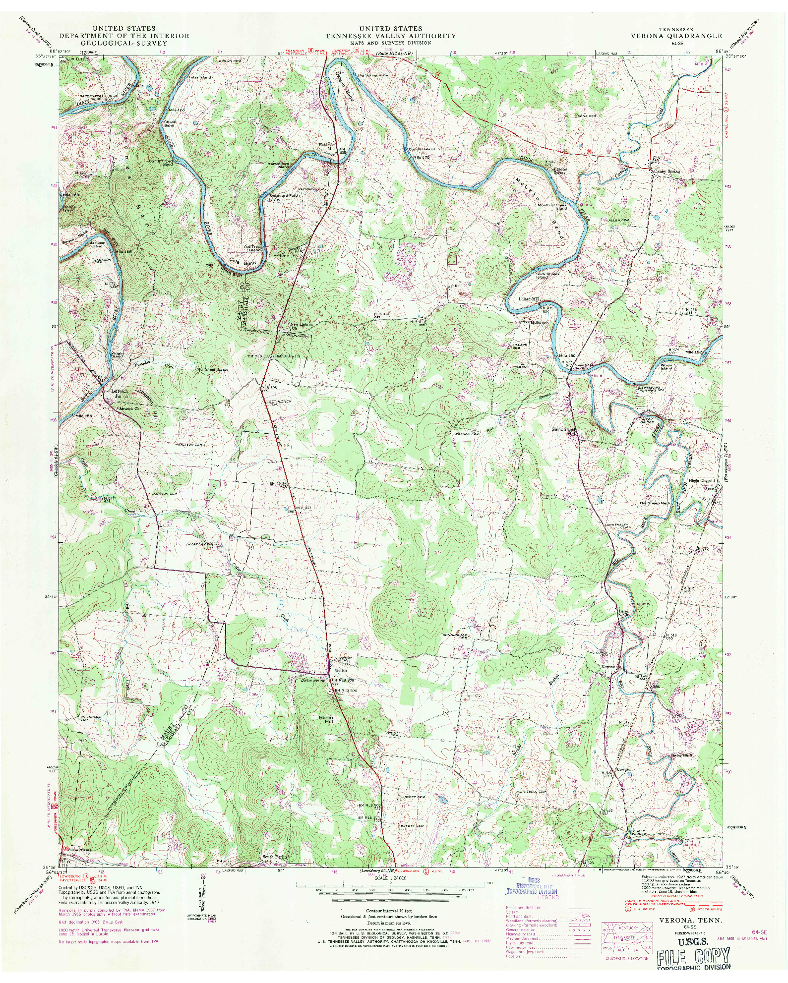 USGS 1:24000-SCALE QUADRANGLE FOR VERONA, TN 1947