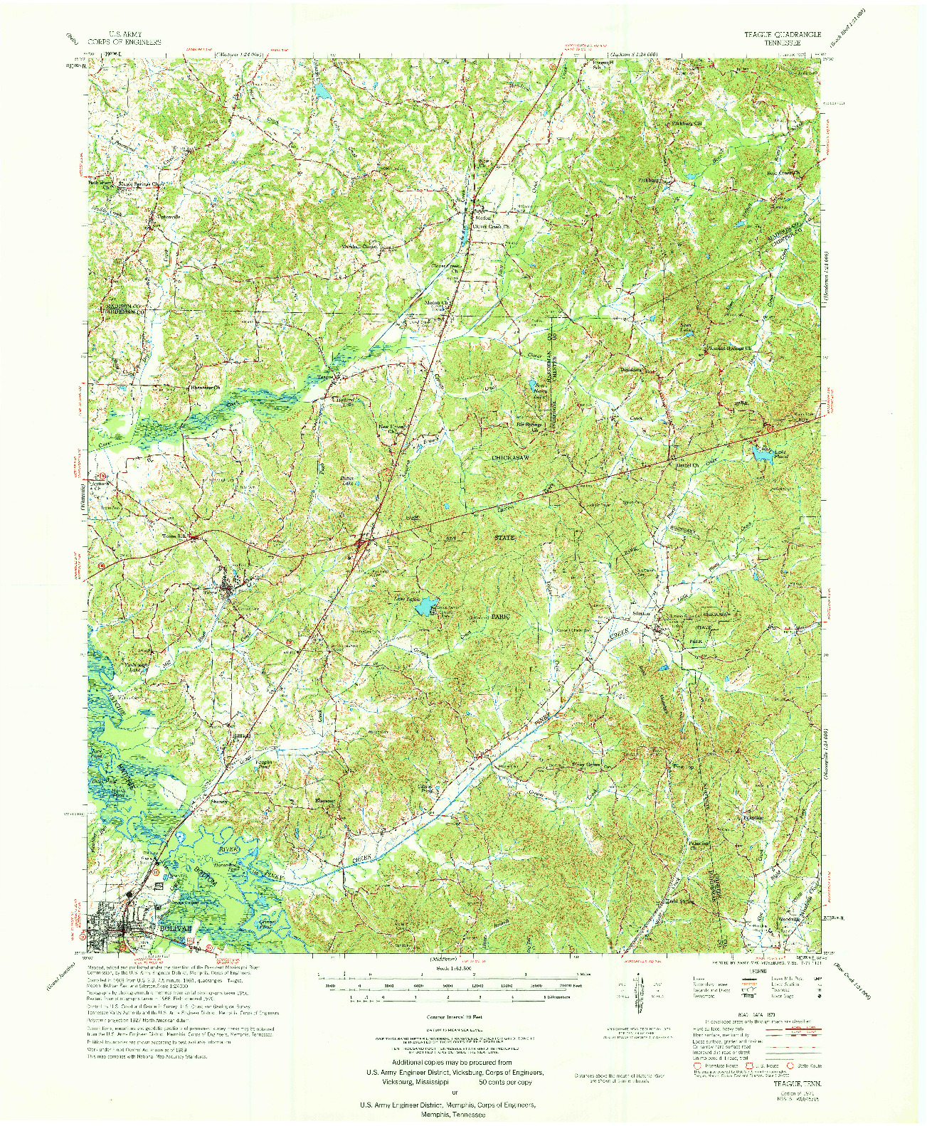 USGS 1:62500-SCALE QUADRANGLE FOR TEAGUE, TN 1971