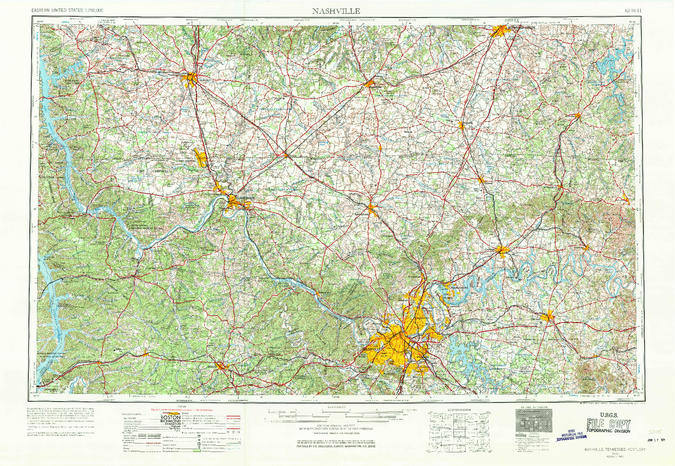 USGS 1:250000-SCALE QUADRANGLE FOR NASHVILLE, TN 1956