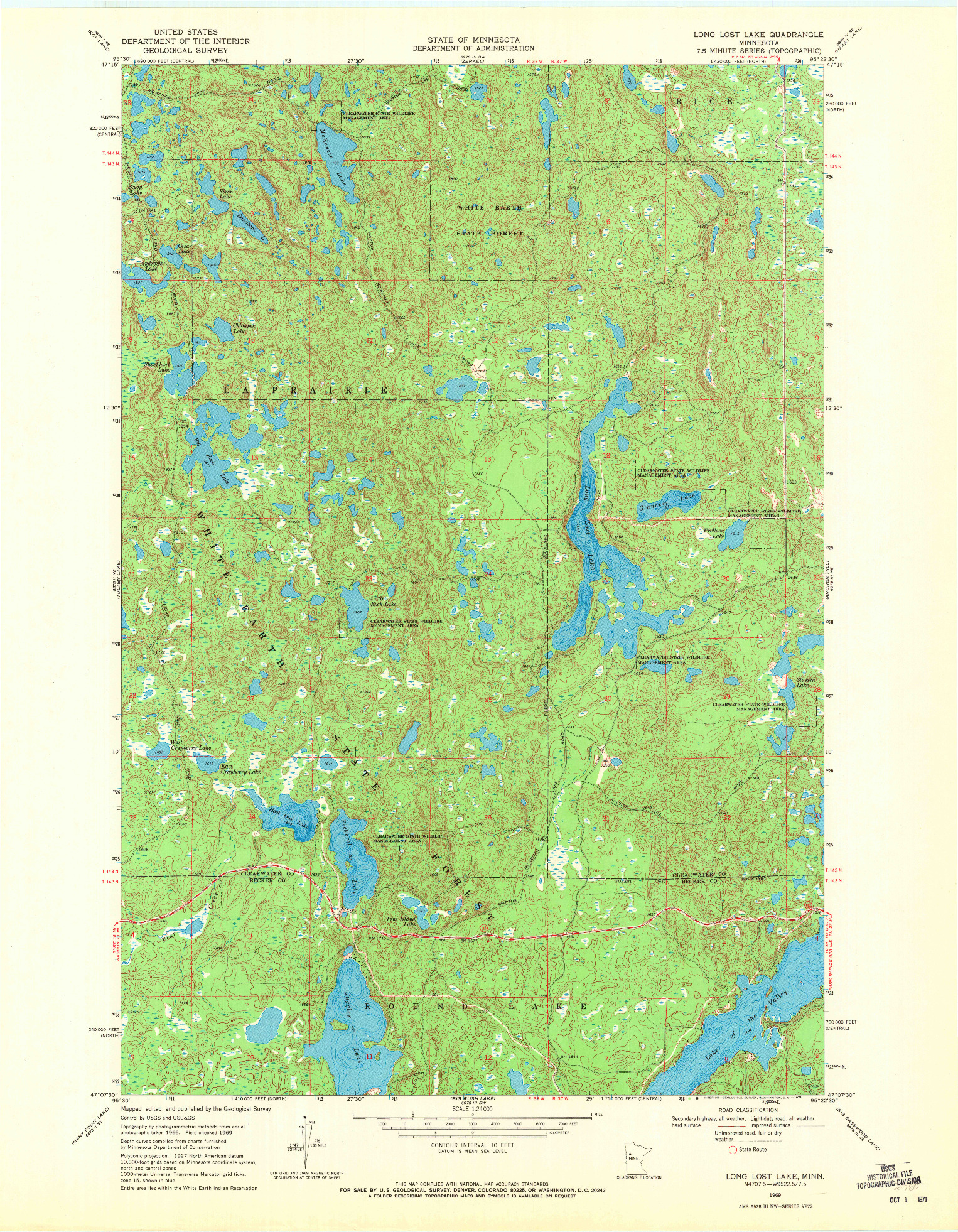 USGS 1:24000-SCALE QUADRANGLE FOR LONG LOST LAKE, MN 1969