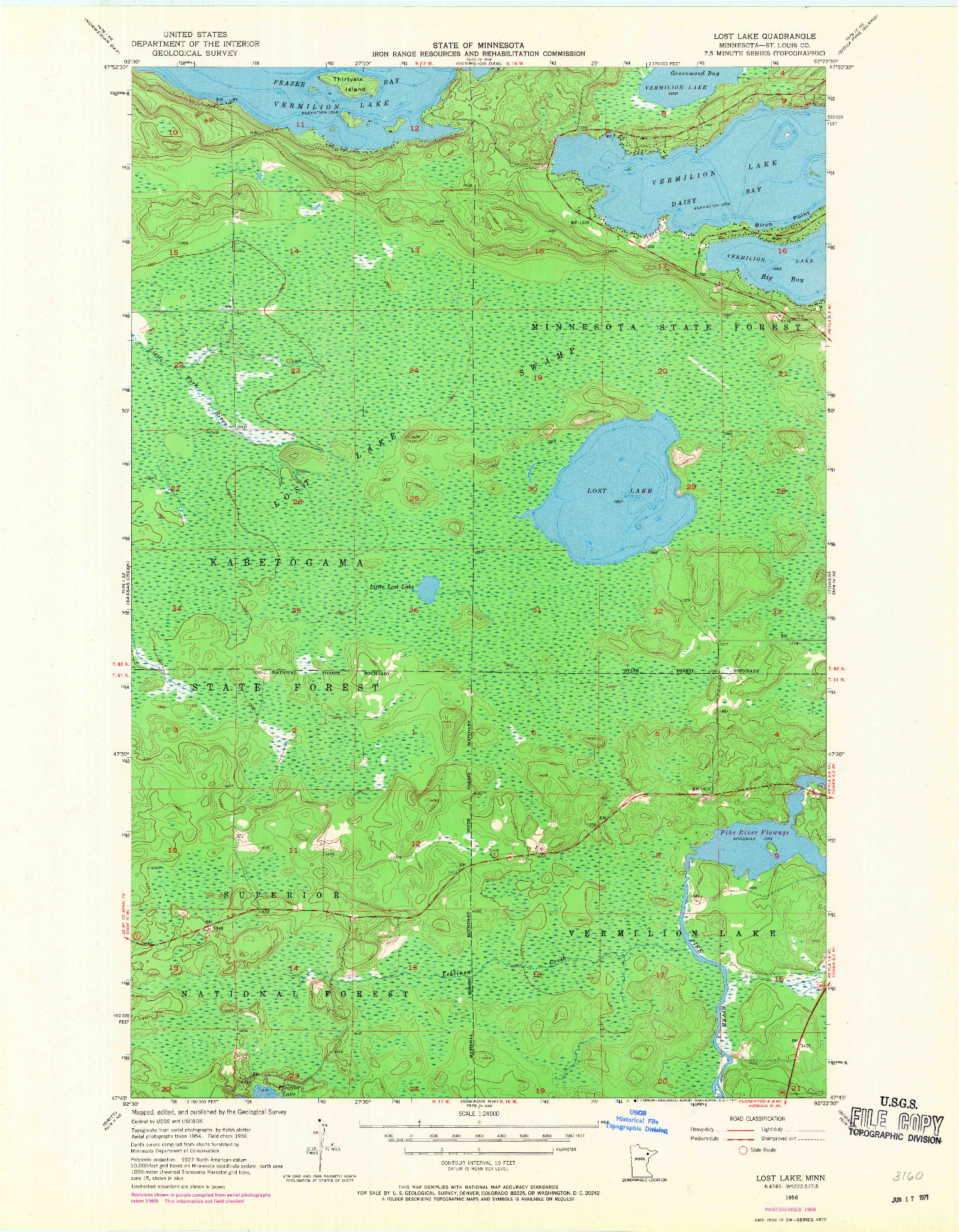 USGS 1:24000-SCALE QUADRANGLE FOR LOST LAKE, MN 1956