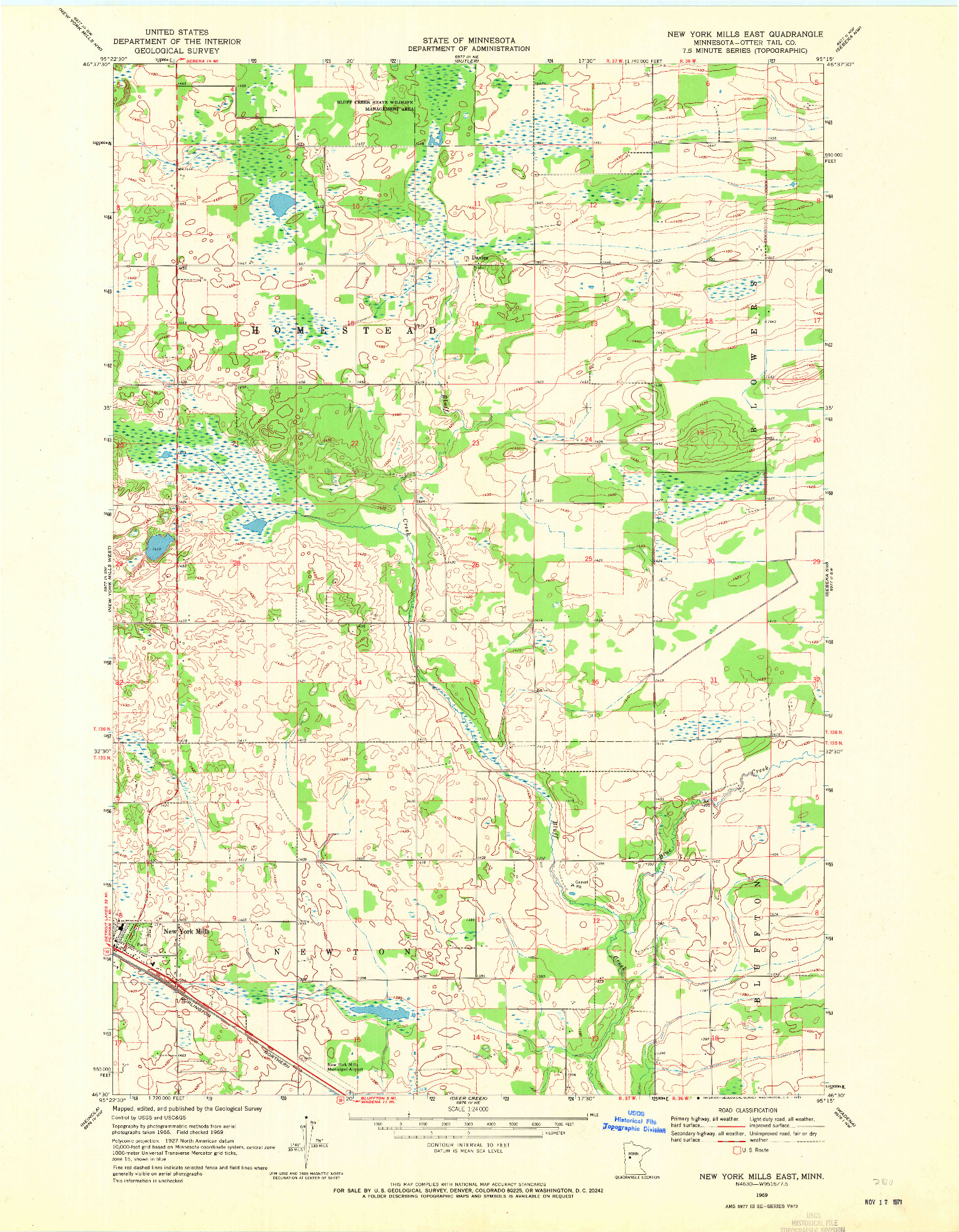 USGS 1:24000-SCALE QUADRANGLE FOR NEW YORK MILLS EAST, MN 1969