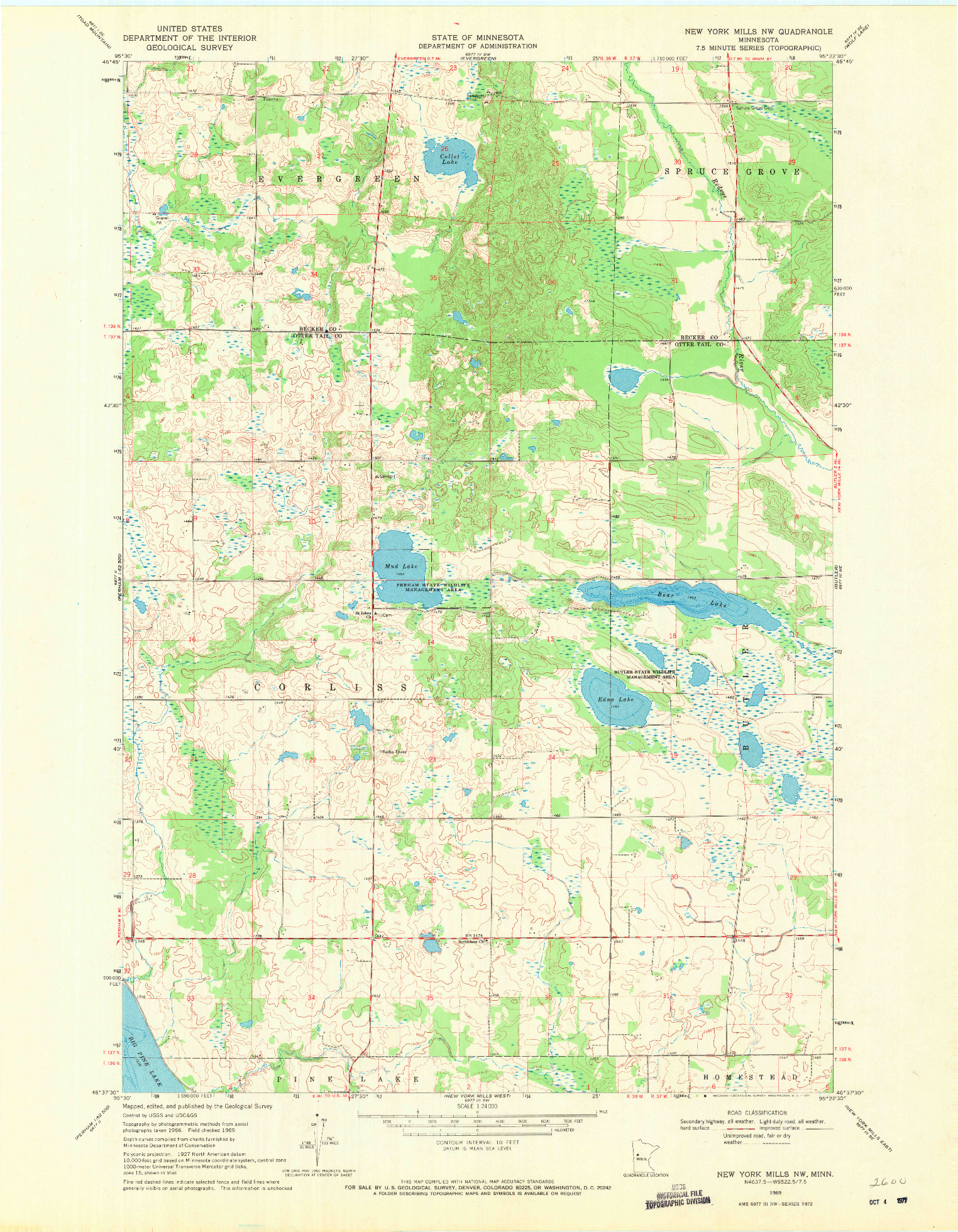 USGS 1:24000-SCALE QUADRANGLE FOR NEW YORK MILLS NW, MN 1969