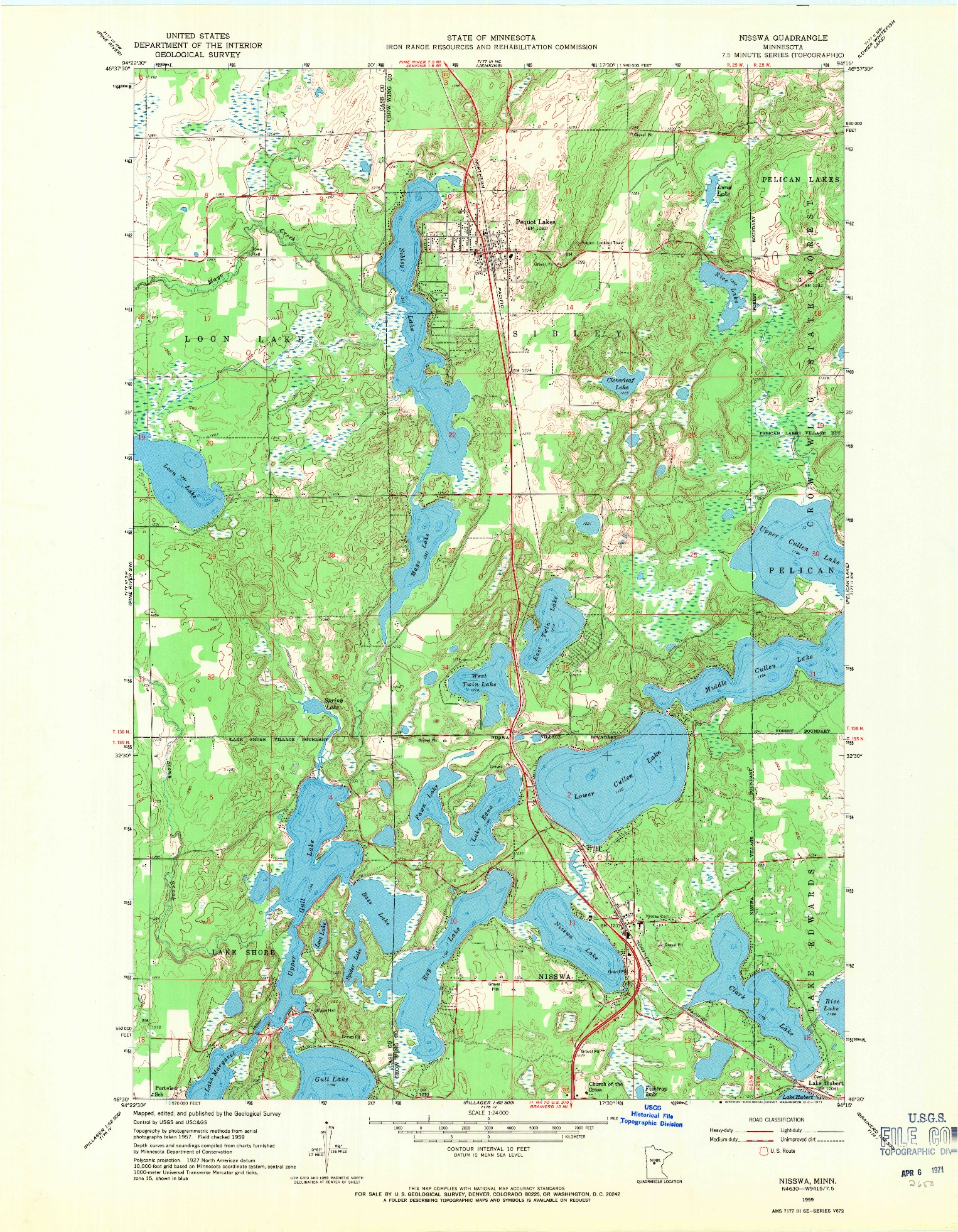 USGS 1:24000-SCALE QUADRANGLE FOR NISSWA, MN 1959