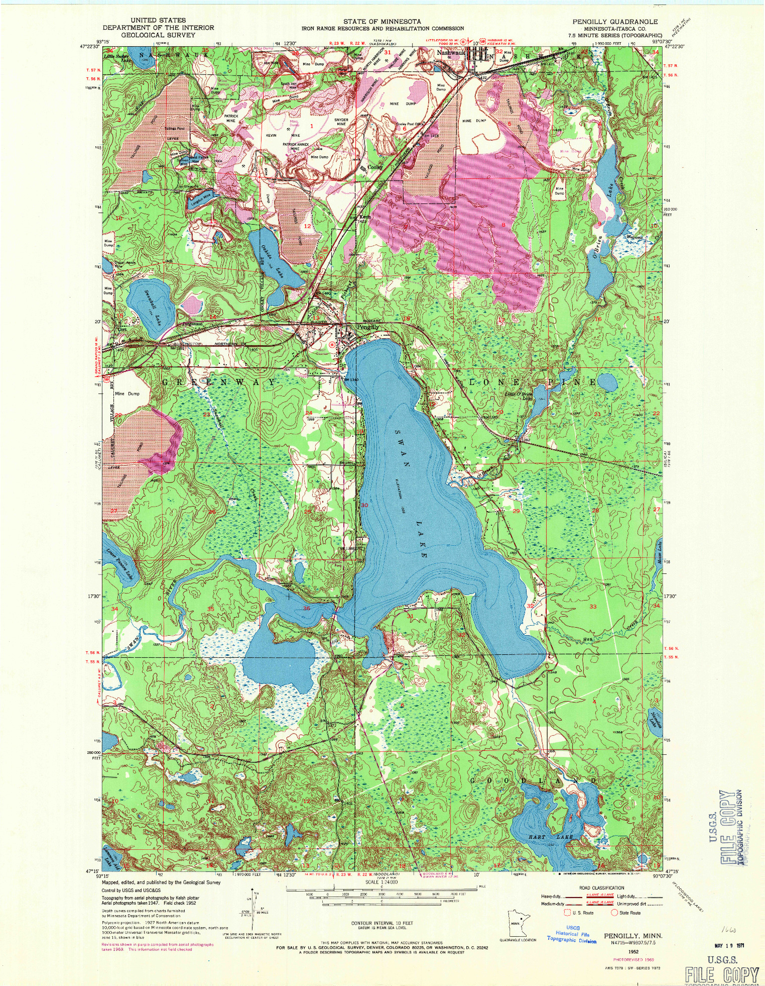 USGS 1:24000-SCALE QUADRANGLE FOR PENGILLY, MN 1952