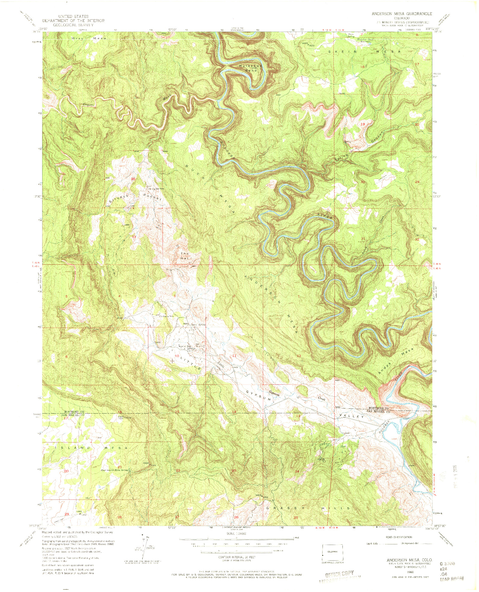 USGS 1:24000-SCALE QUADRANGLE FOR ANDERSON MESA, CO 1960