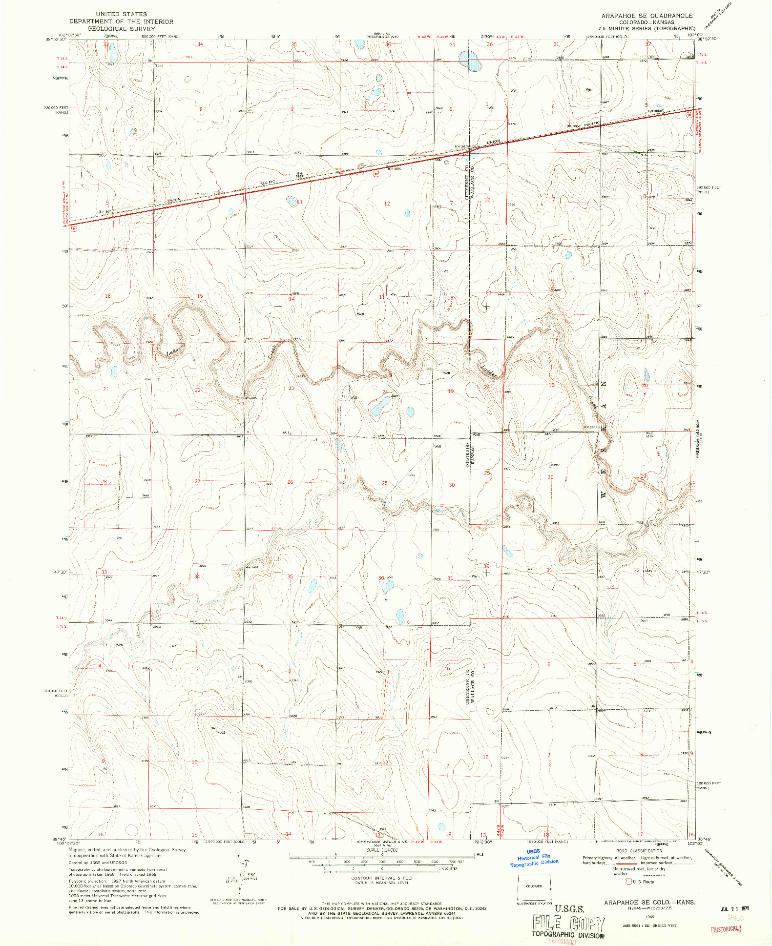 USGS 1:24000-SCALE QUADRANGLE FOR ARAPAHOE SE, CO 1969