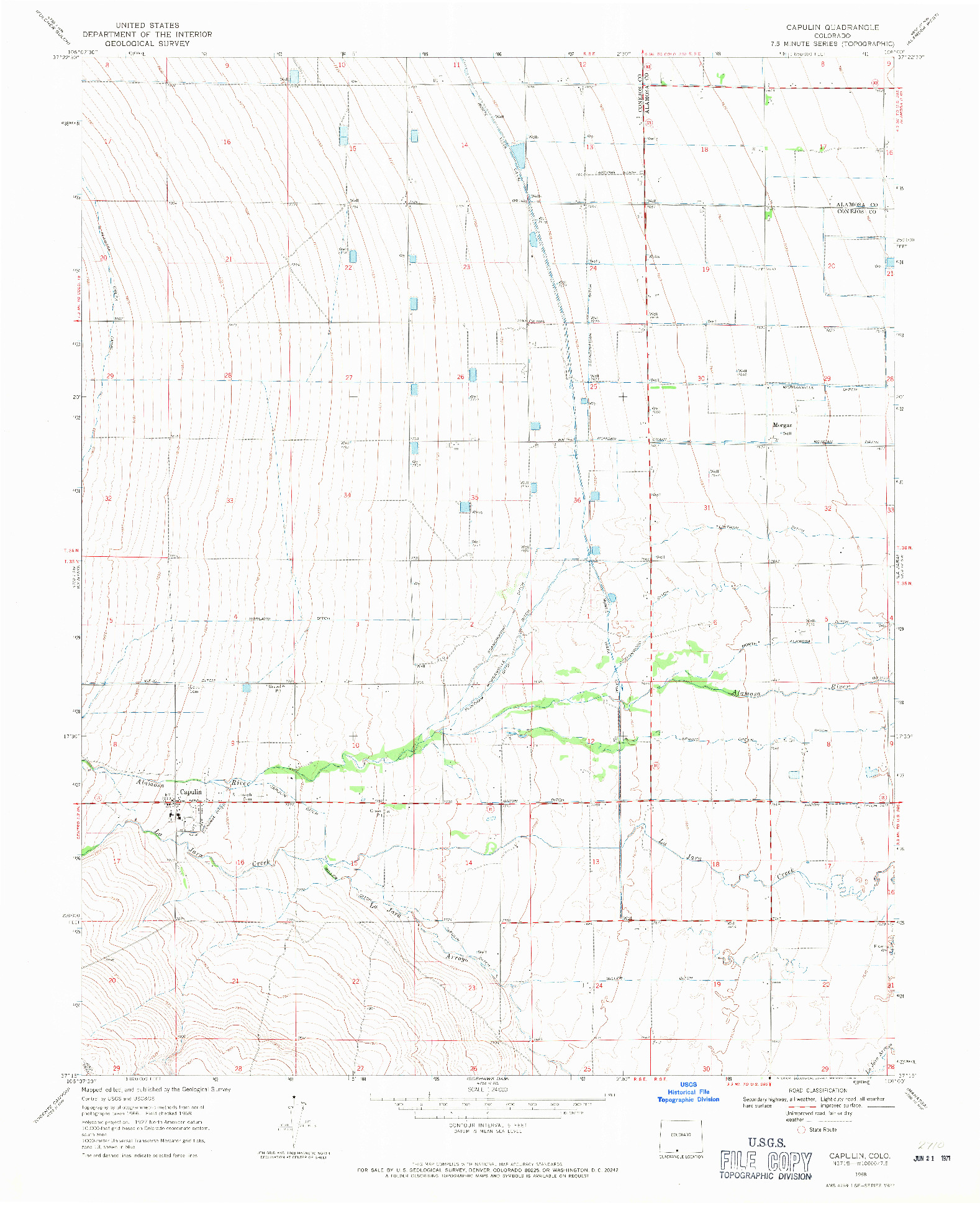 USGS 1:24000-SCALE QUADRANGLE FOR CAPULIN, CO 1968