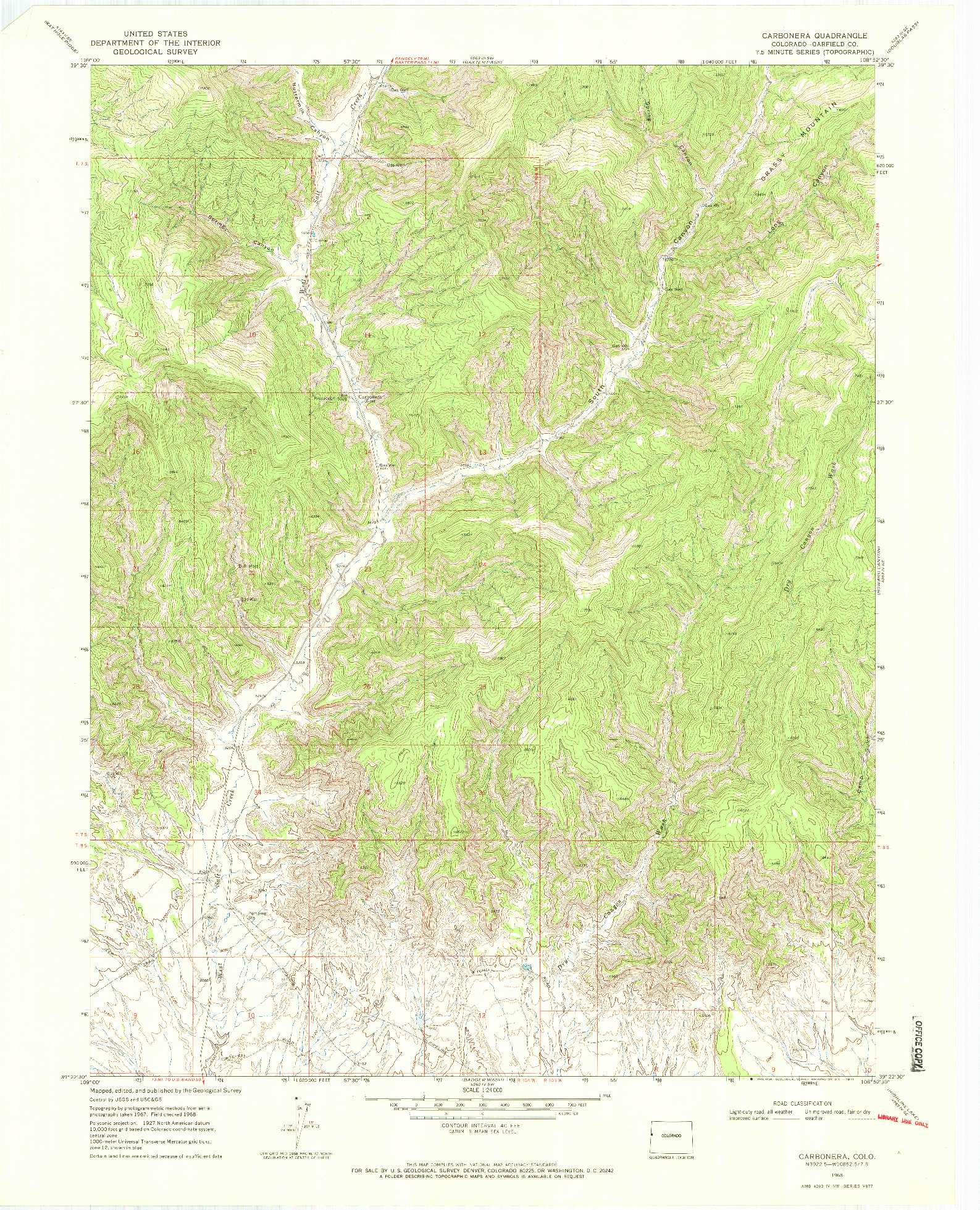 USGS 1:24000-SCALE QUADRANGLE FOR CARBONERA, CO 1968