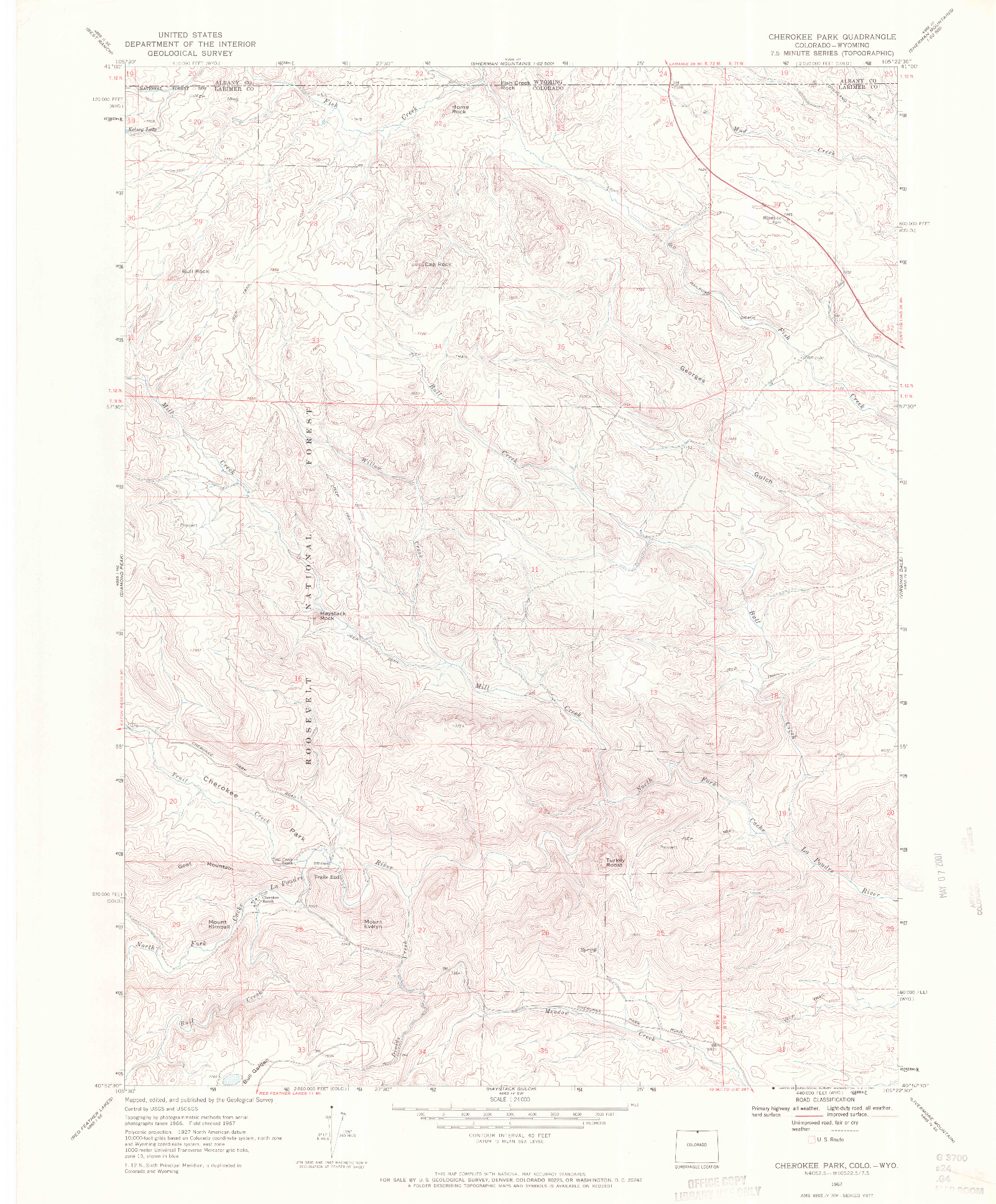USGS 1:24000-SCALE QUADRANGLE FOR CHEROKEE PARK, CO 1967