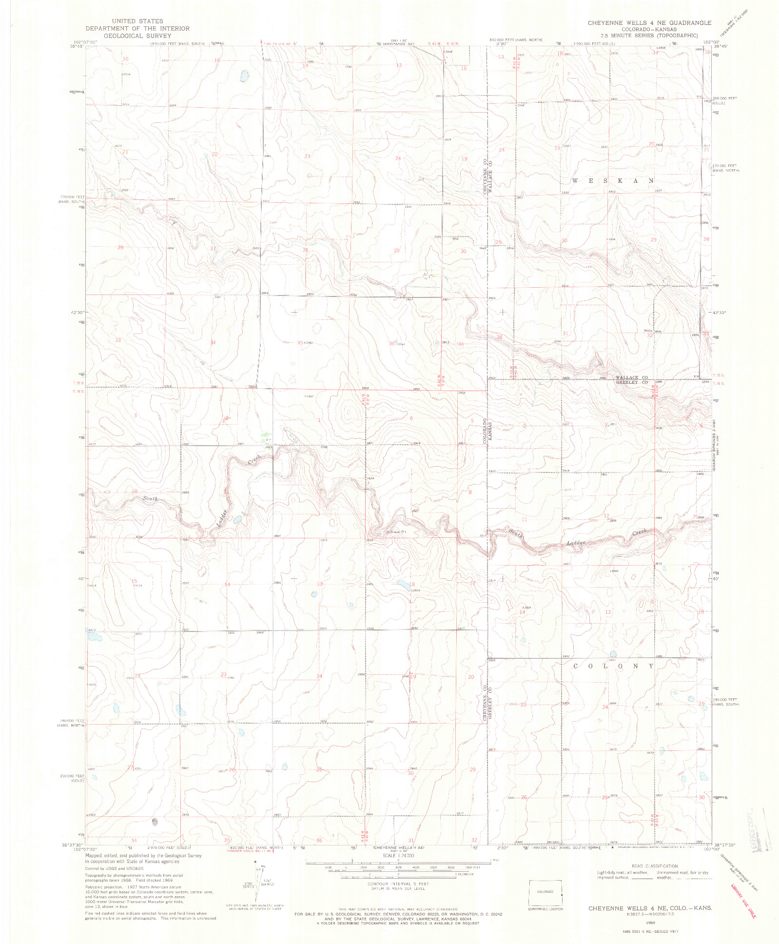 USGS 1:24000-SCALE QUADRANGLE FOR CHEYENNE WELLS 4 NE, CO 1969