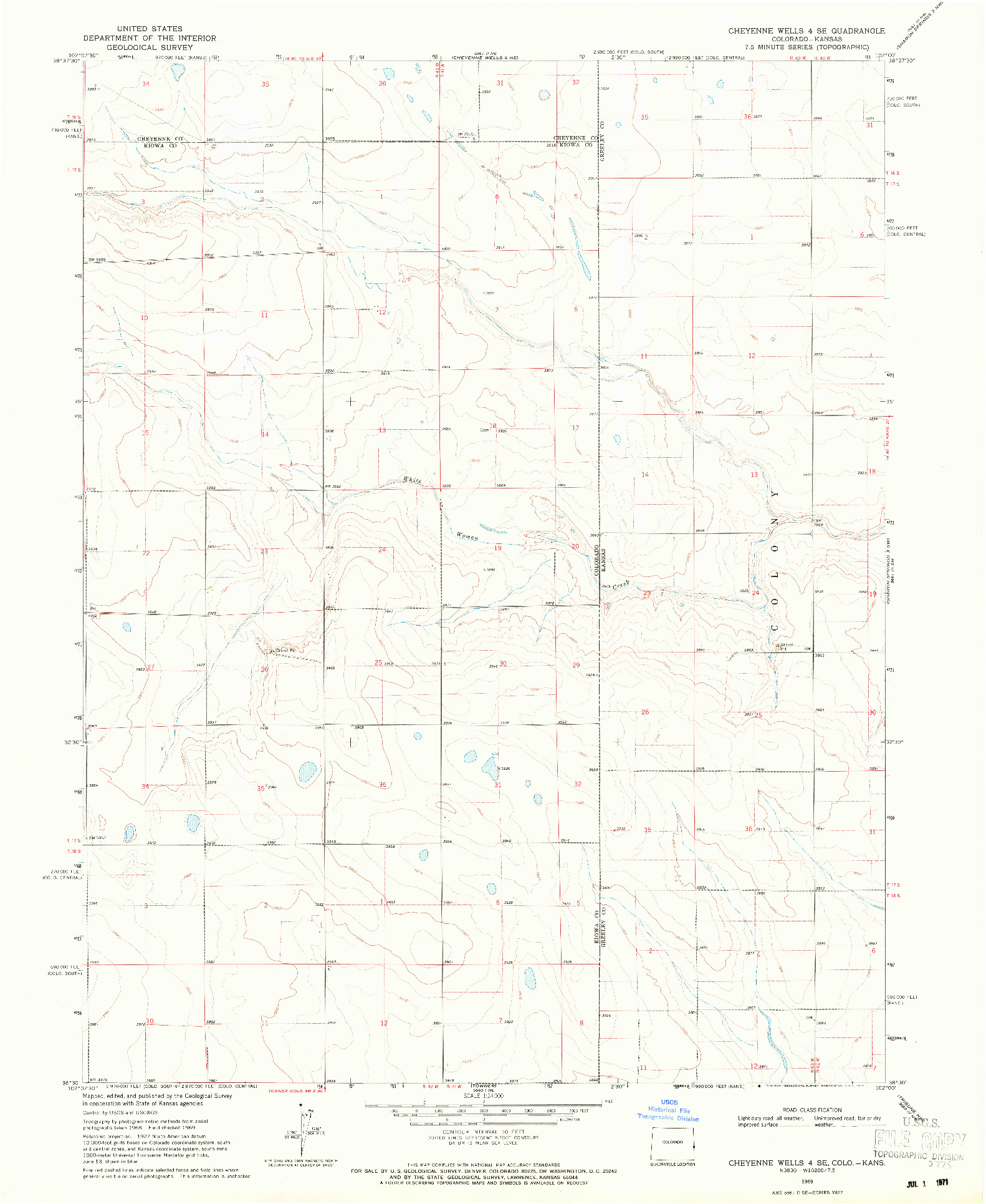 USGS 1:24000-SCALE QUADRANGLE FOR CHEYENNE WELLS 4 SE, CO 1969