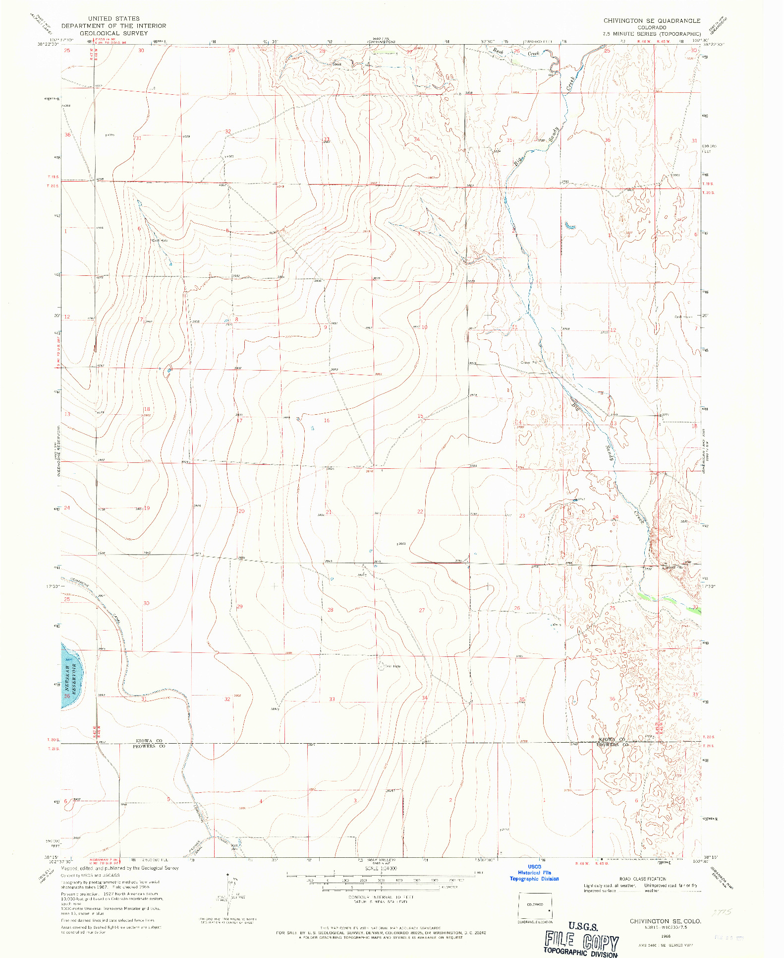 USGS 1:24000-SCALE QUADRANGLE FOR CHIVINGTON SE, CO 1968