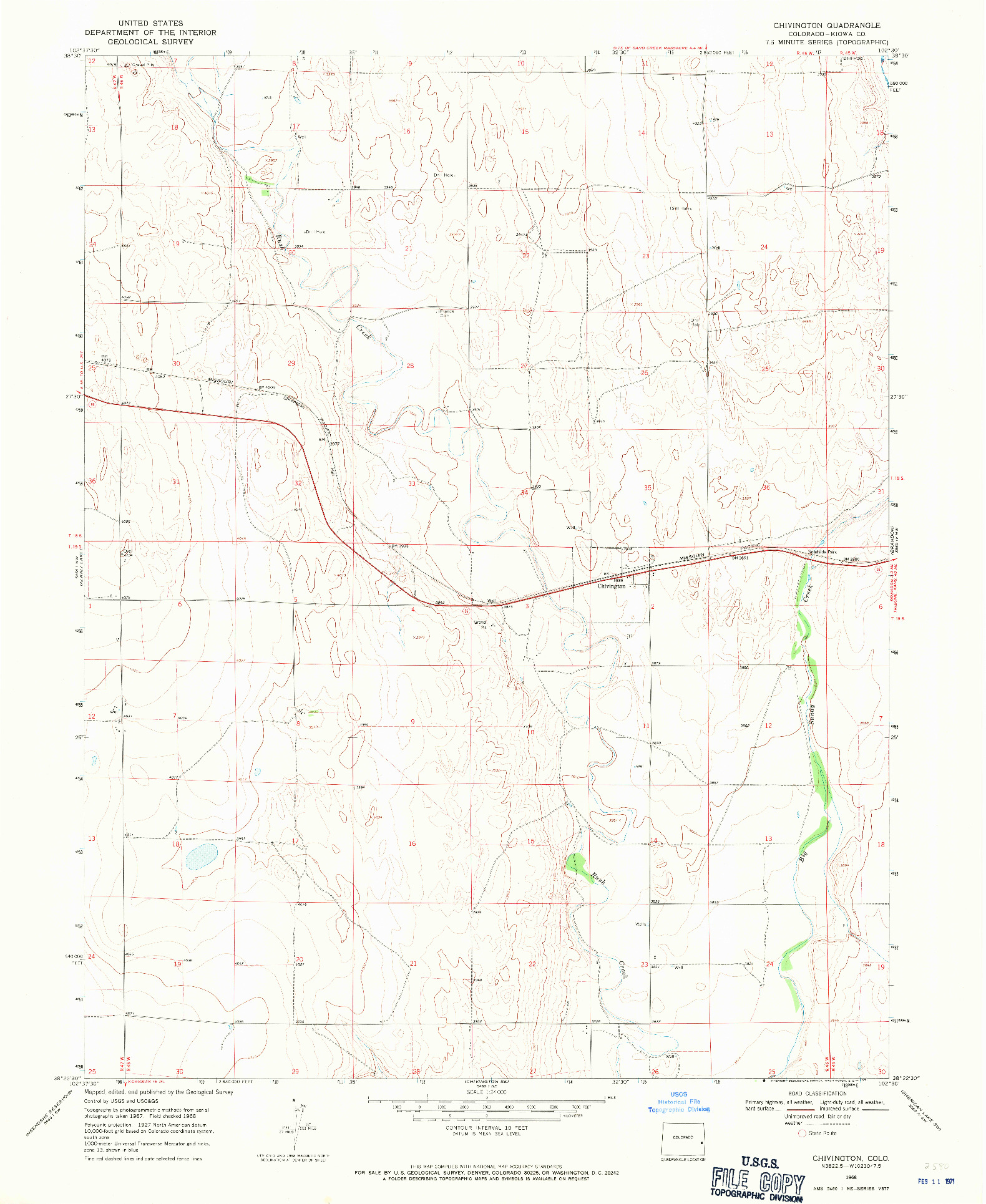 USGS 1:24000-SCALE QUADRANGLE FOR CHIVINGTON, CO 1968