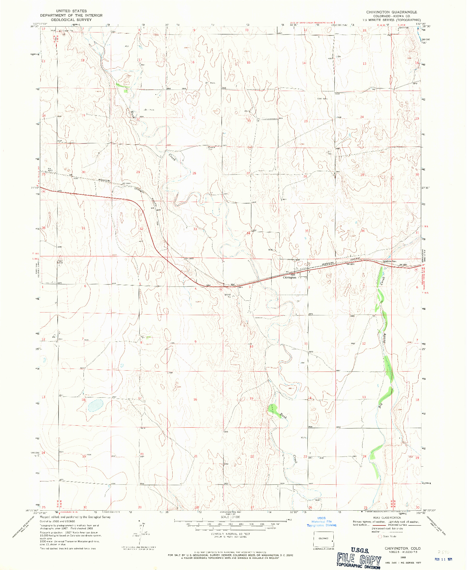USGS 1:24000-SCALE QUADRANGLE FOR CHIVINGTON, CO 1968