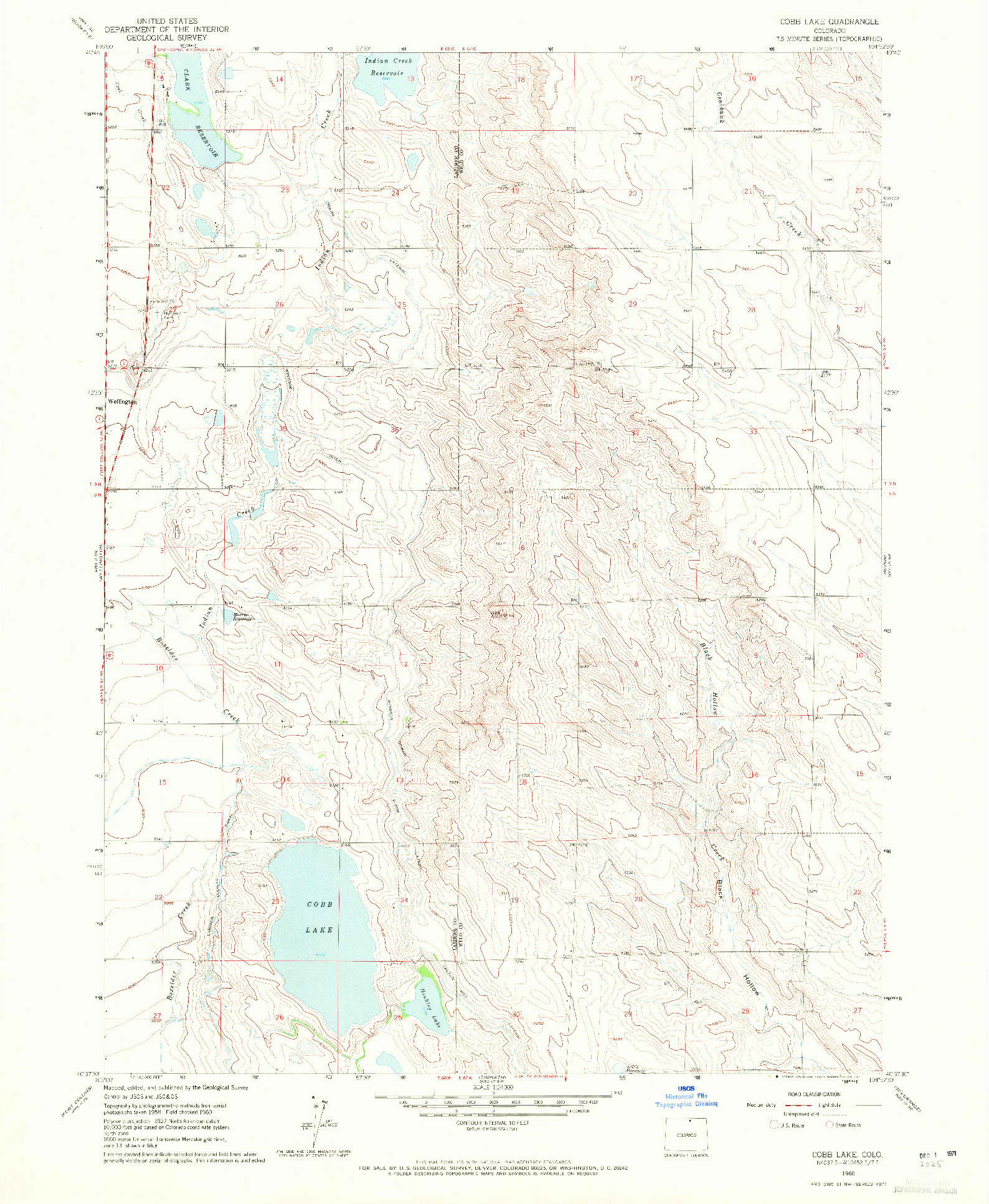 USGS 1:24000-SCALE QUADRANGLE FOR COBB LAKE, CO 1960