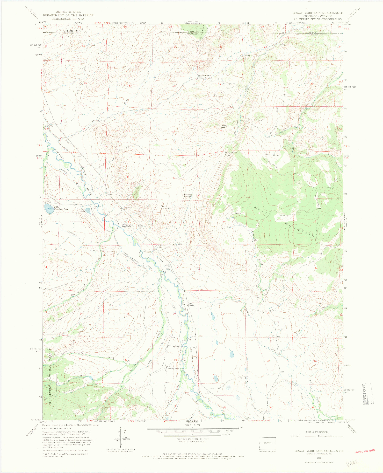 USGS 1:24000-SCALE QUADRANGLE FOR CRAZY MOUNTAIN, CO 1967