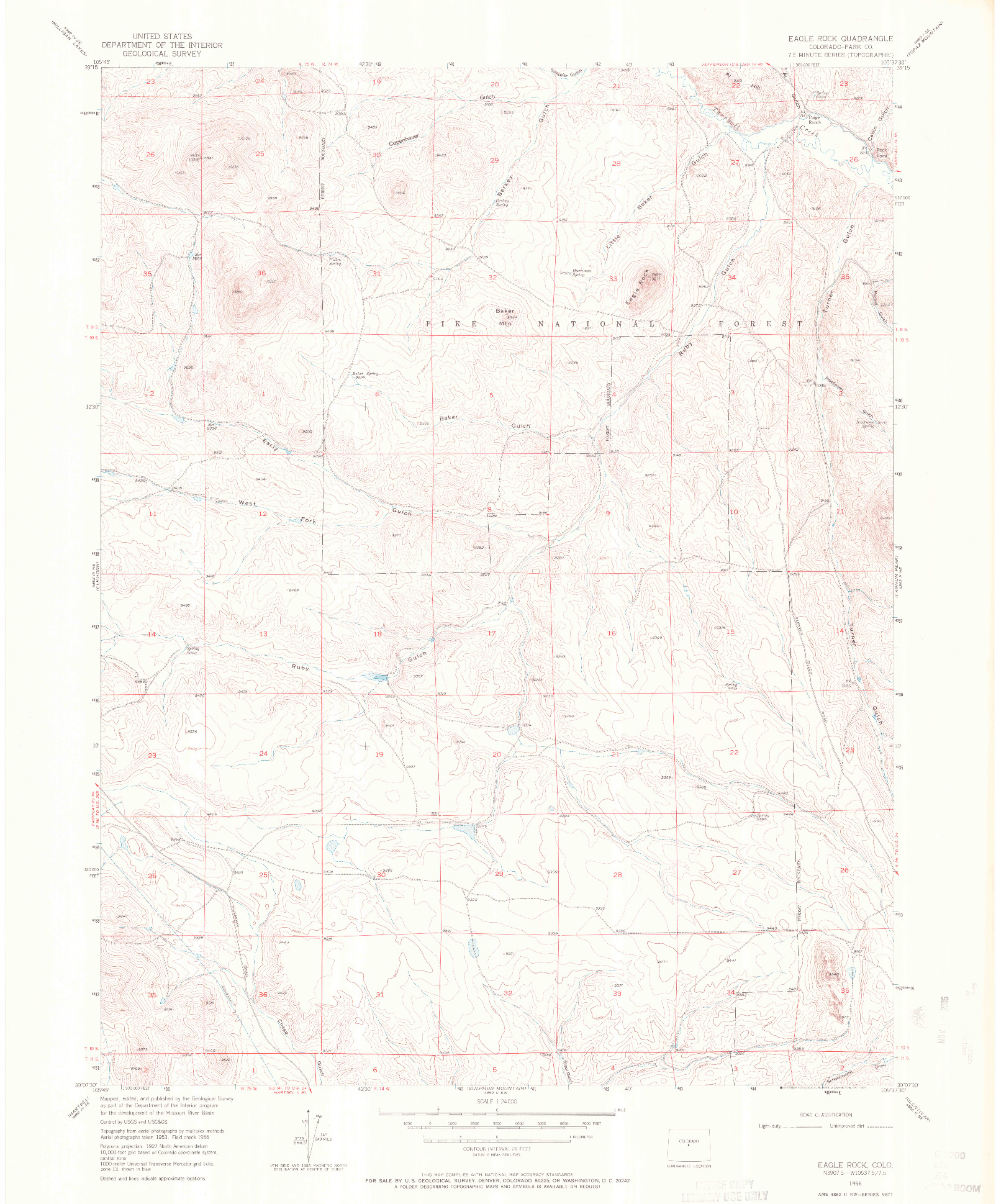 USGS 1:24000-SCALE QUADRANGLE FOR EAGLE ROCK, CO 1956