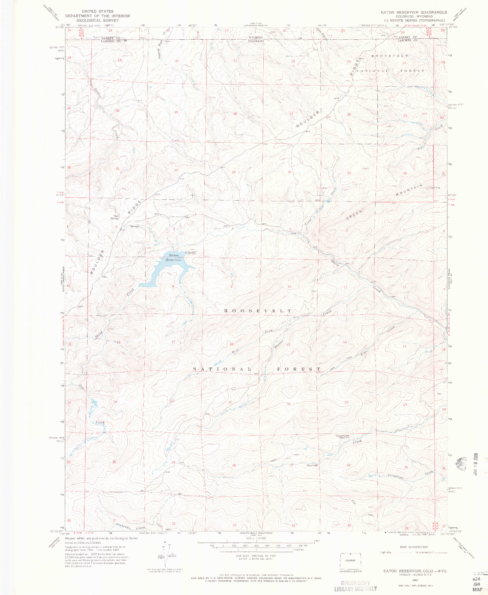 USGS 1:24000-SCALE QUADRANGLE FOR EATON RESERVOIR, CO 1967