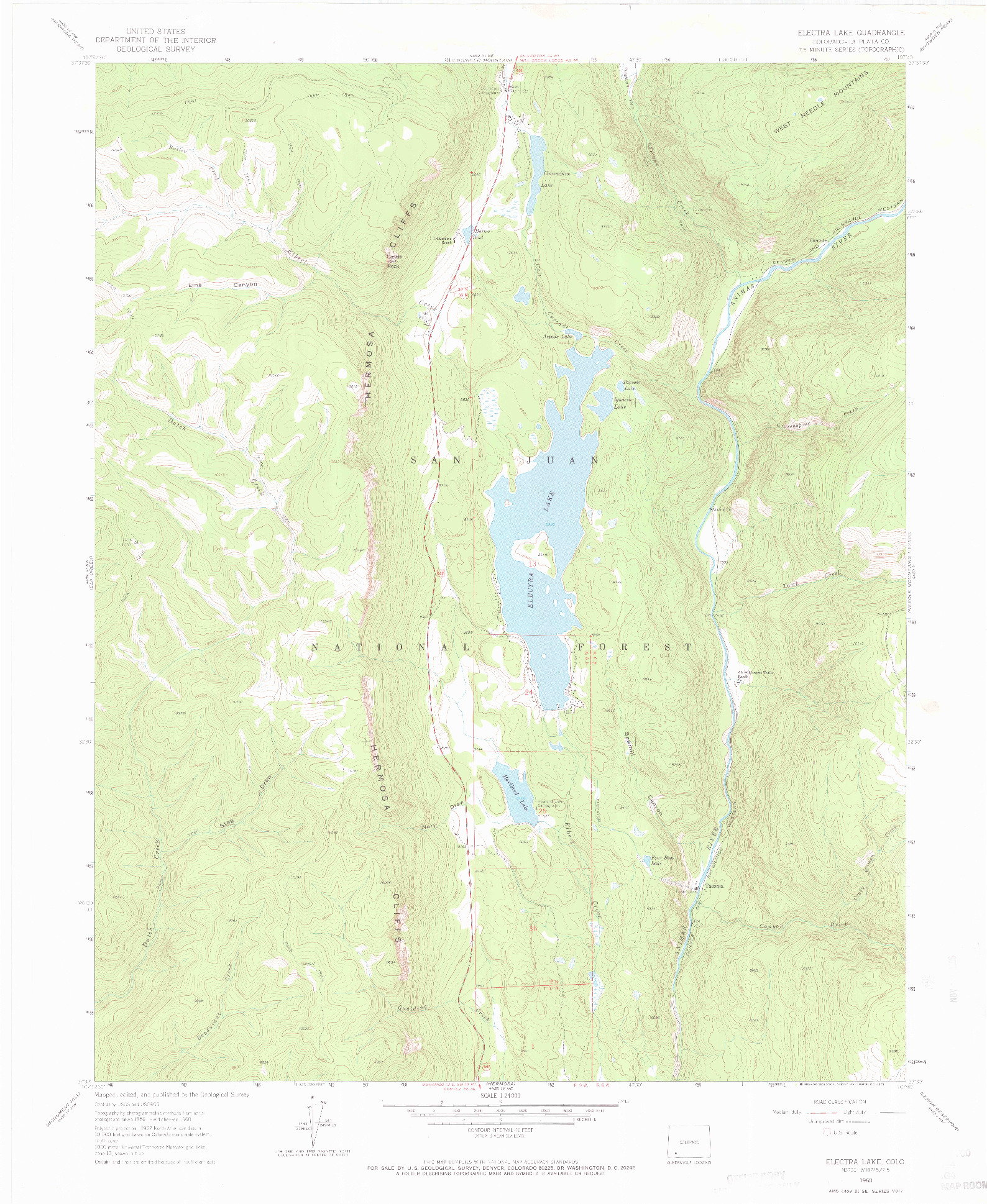 USGS 1:24000-SCALE QUADRANGLE FOR ELECTRA LAKE, CO 1960