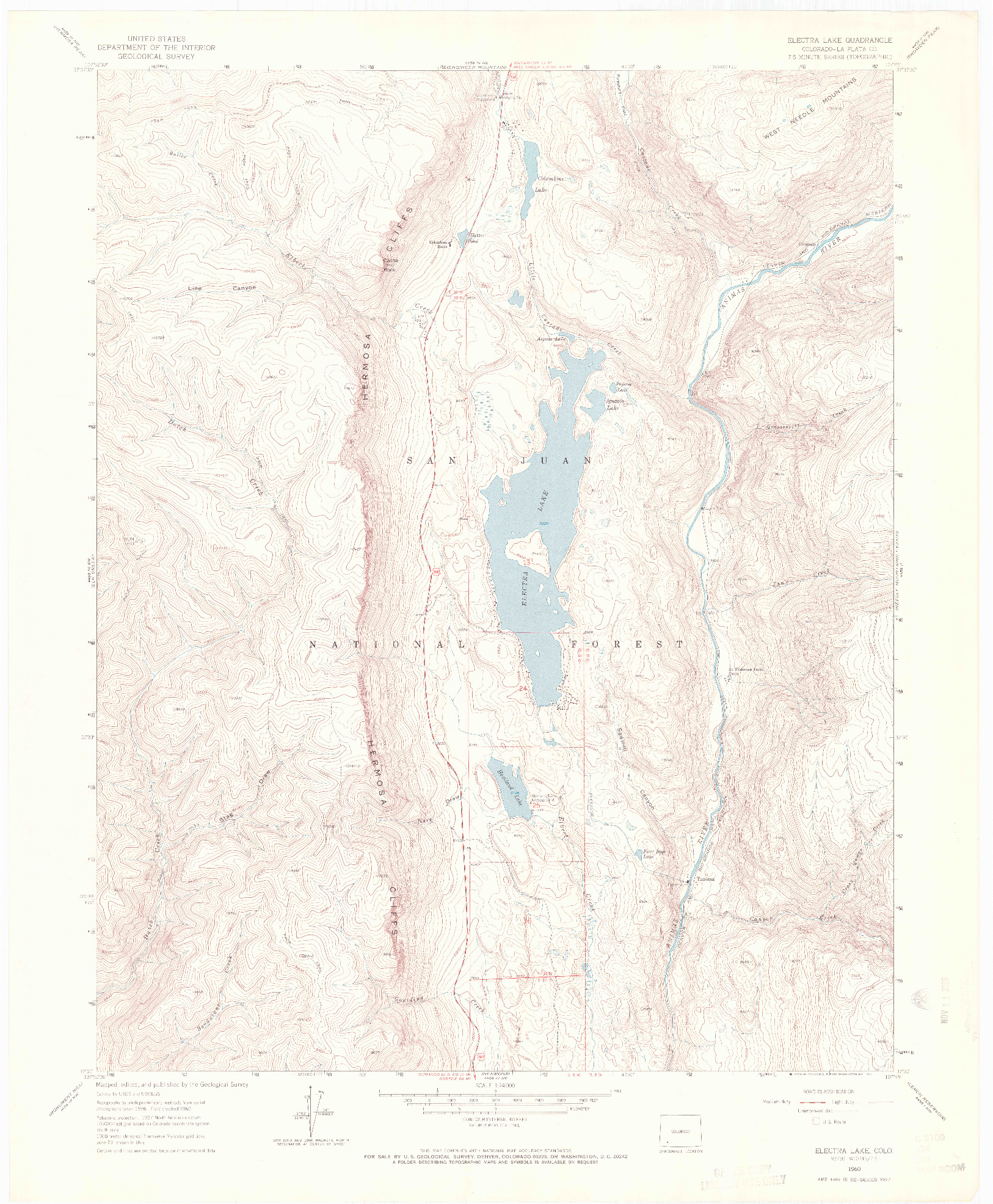 USGS 1:24000-SCALE QUADRANGLE FOR ELECTRA LAKE, CO 1960