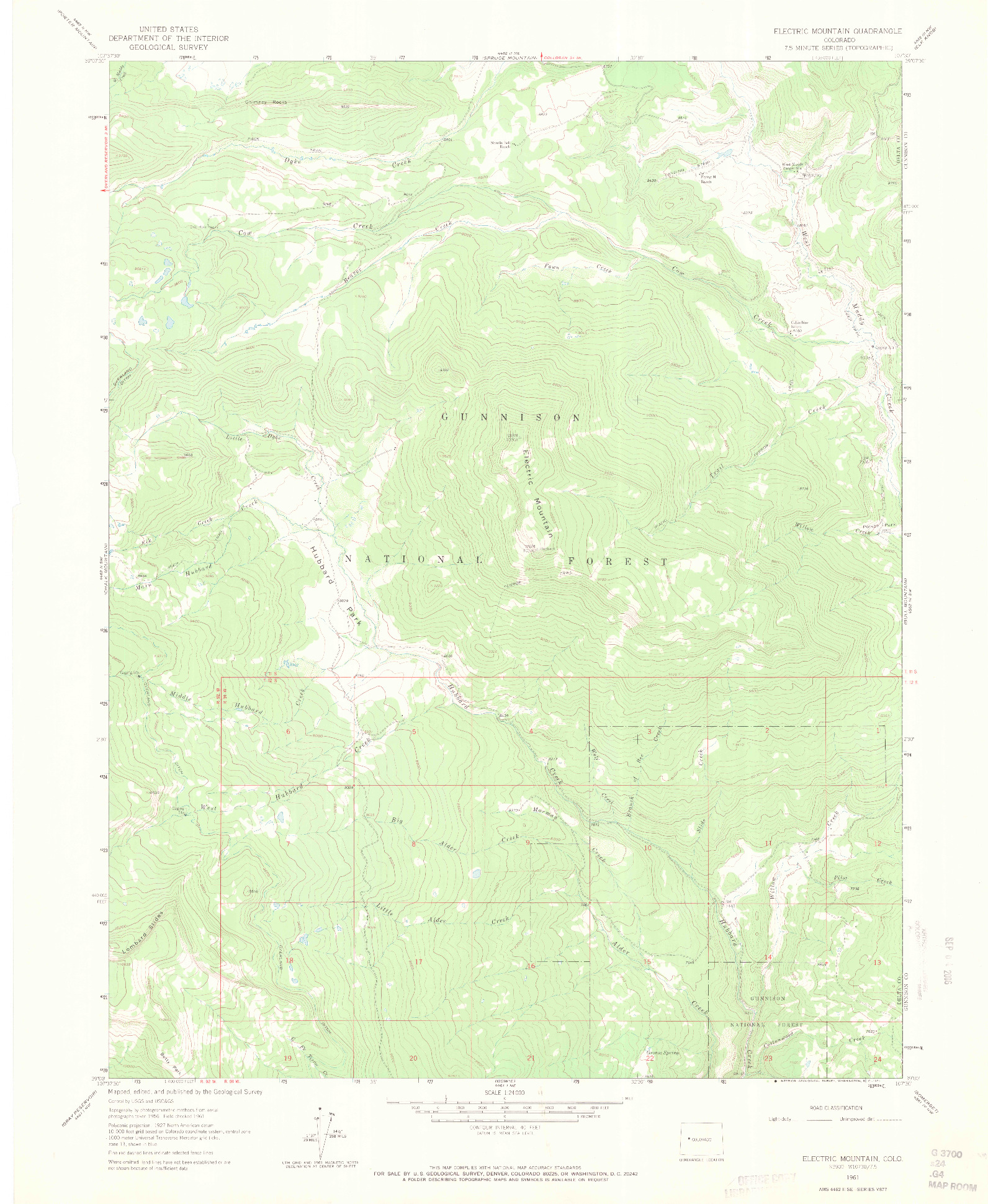 USGS 1:24000-SCALE QUADRANGLE FOR ELECTRIC MOUNTAIN, CO 1961