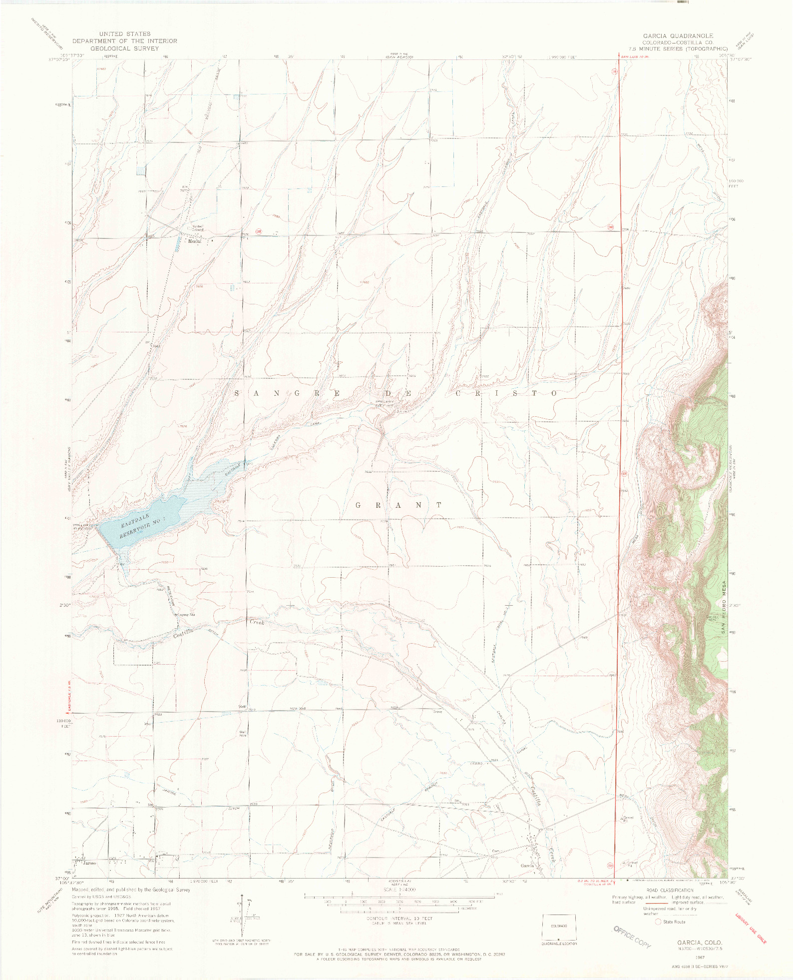 USGS 1:24000-SCALE QUADRANGLE FOR GARCIA, CO 1967