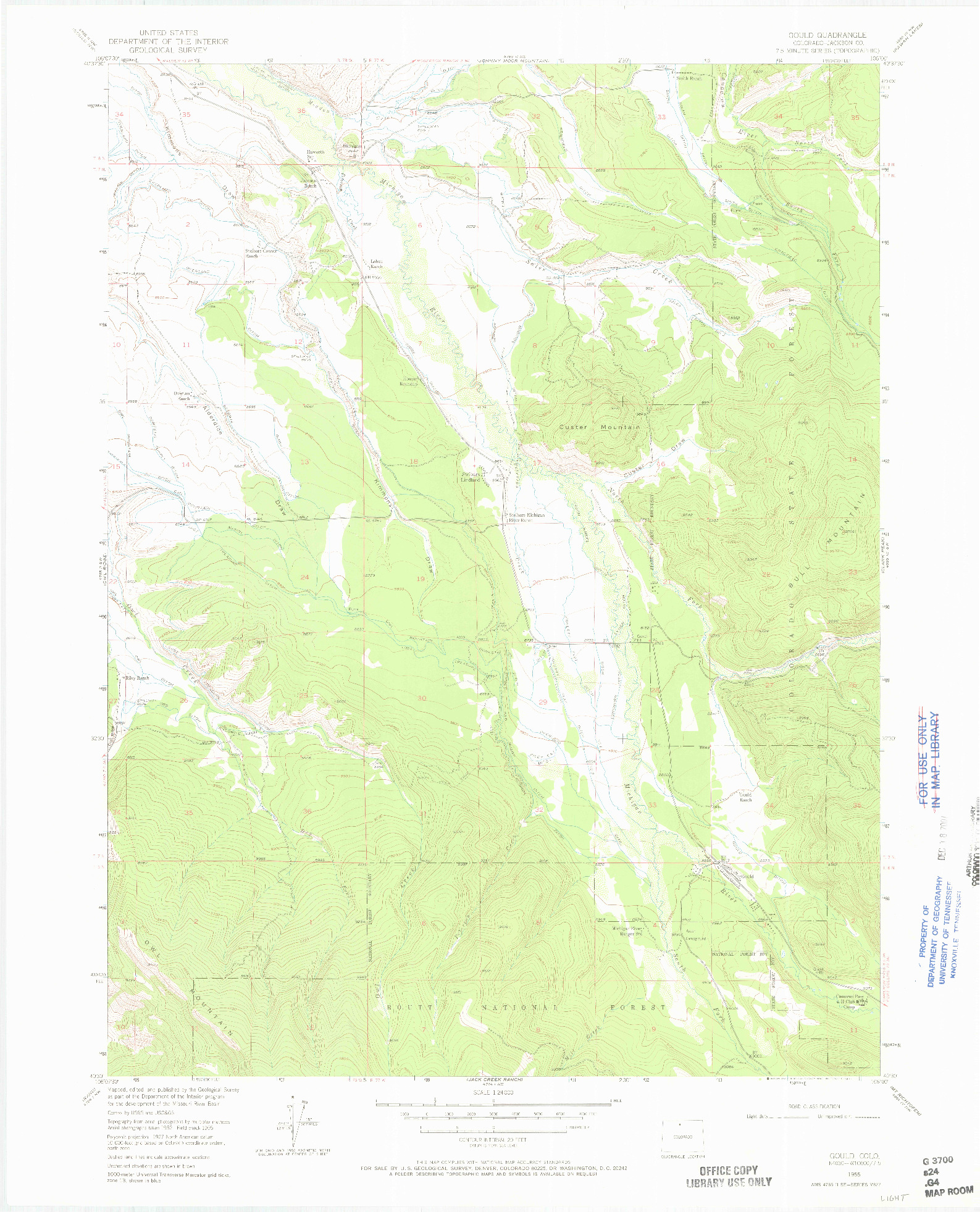 USGS 1:24000-SCALE QUADRANGLE FOR GOULD, CO 1955