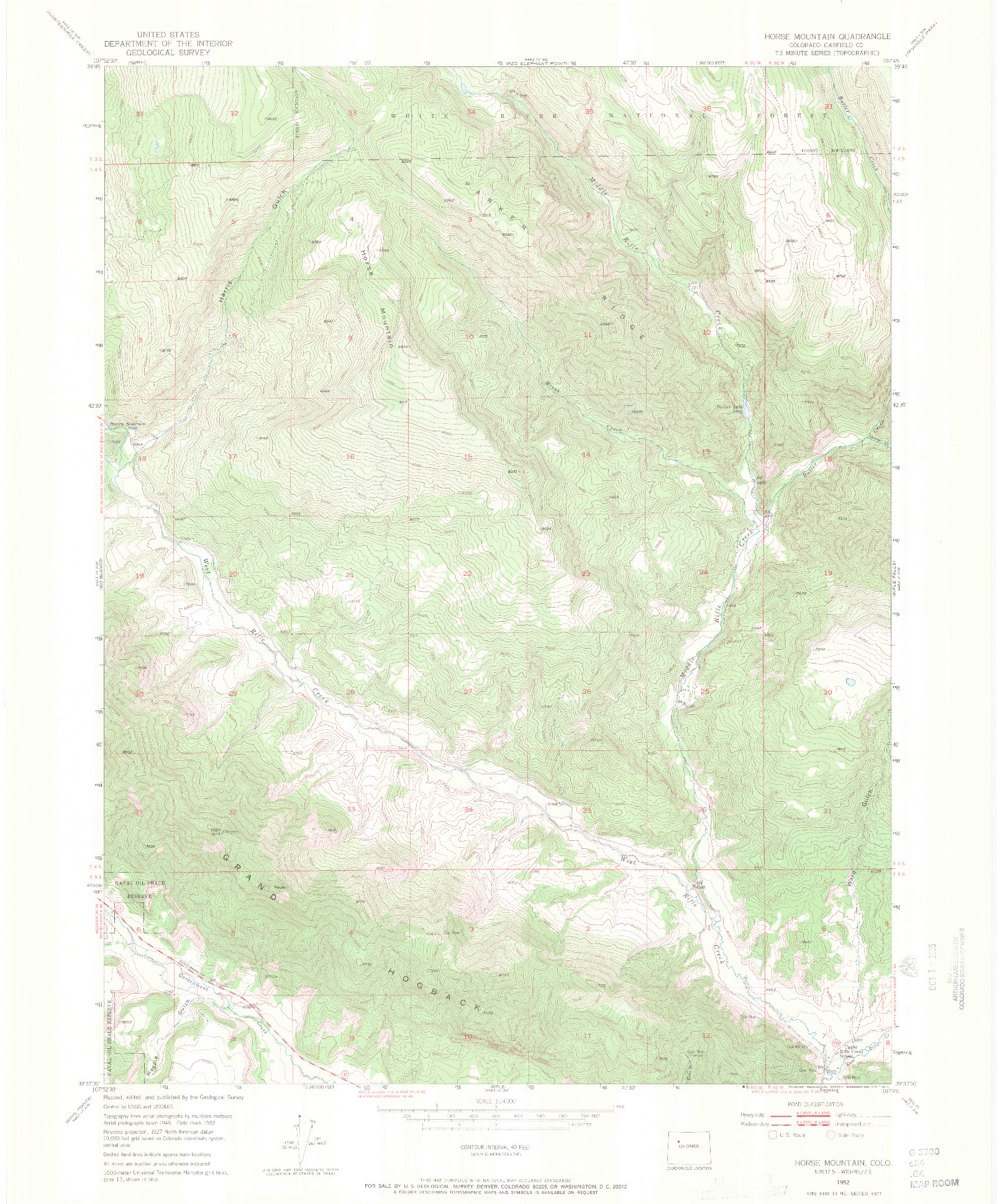 USGS 1:24000-SCALE QUADRANGLE FOR HORSE MOUNTAIN, CO 1952