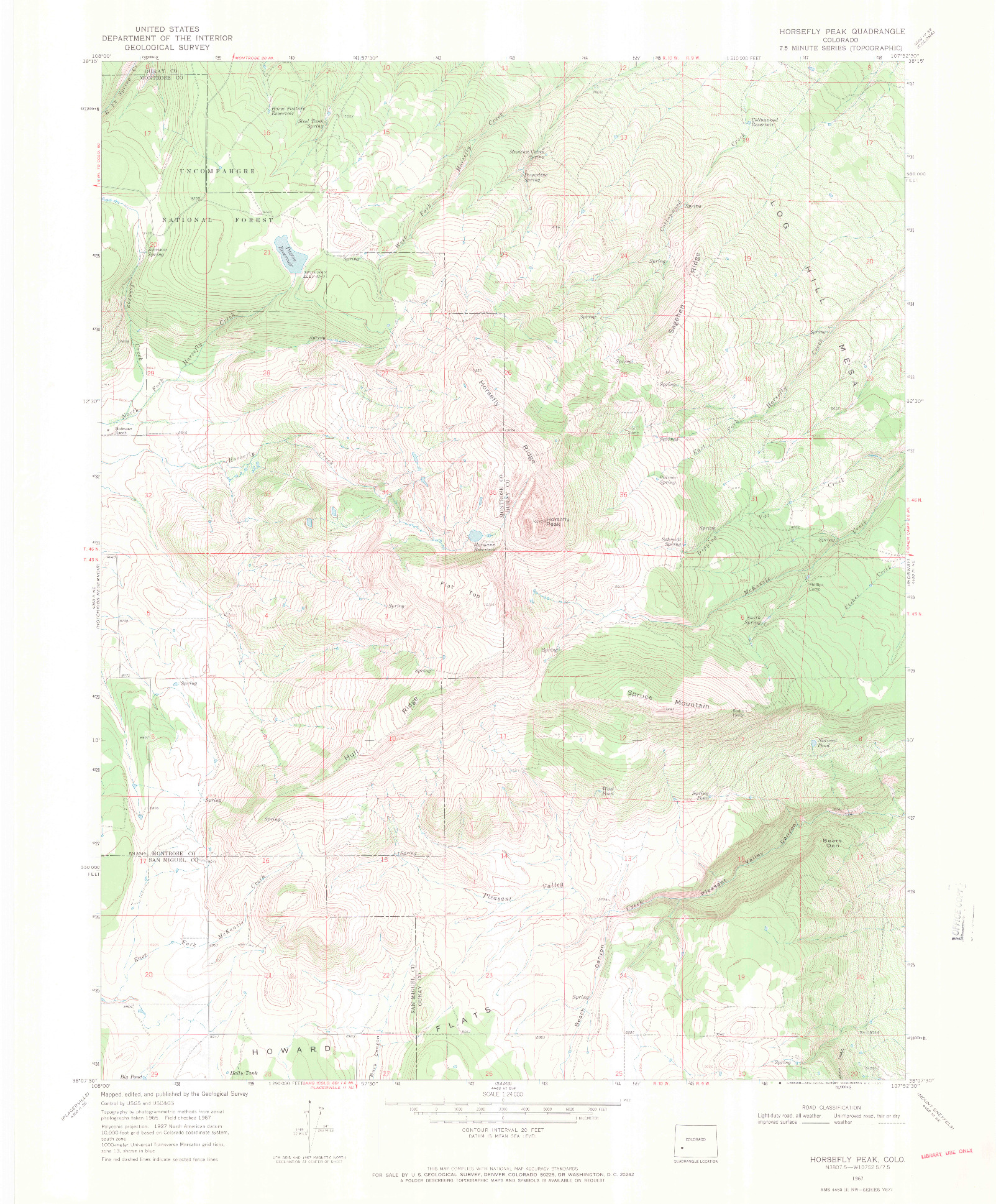 USGS 1:24000-SCALE QUADRANGLE FOR HORSEFLY PEAK, CO 1967