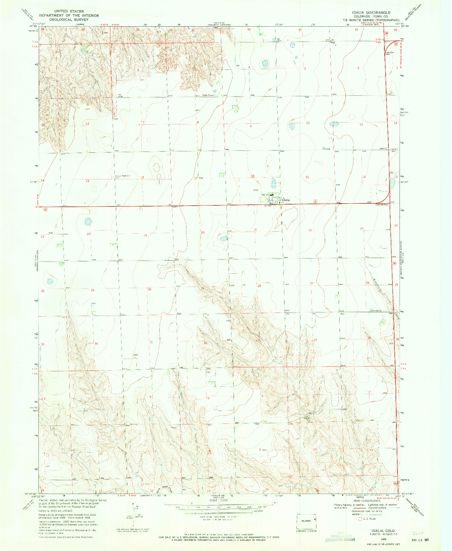 USGS 1:24000-SCALE QUADRANGLE FOR IDALIA, CO 1968
