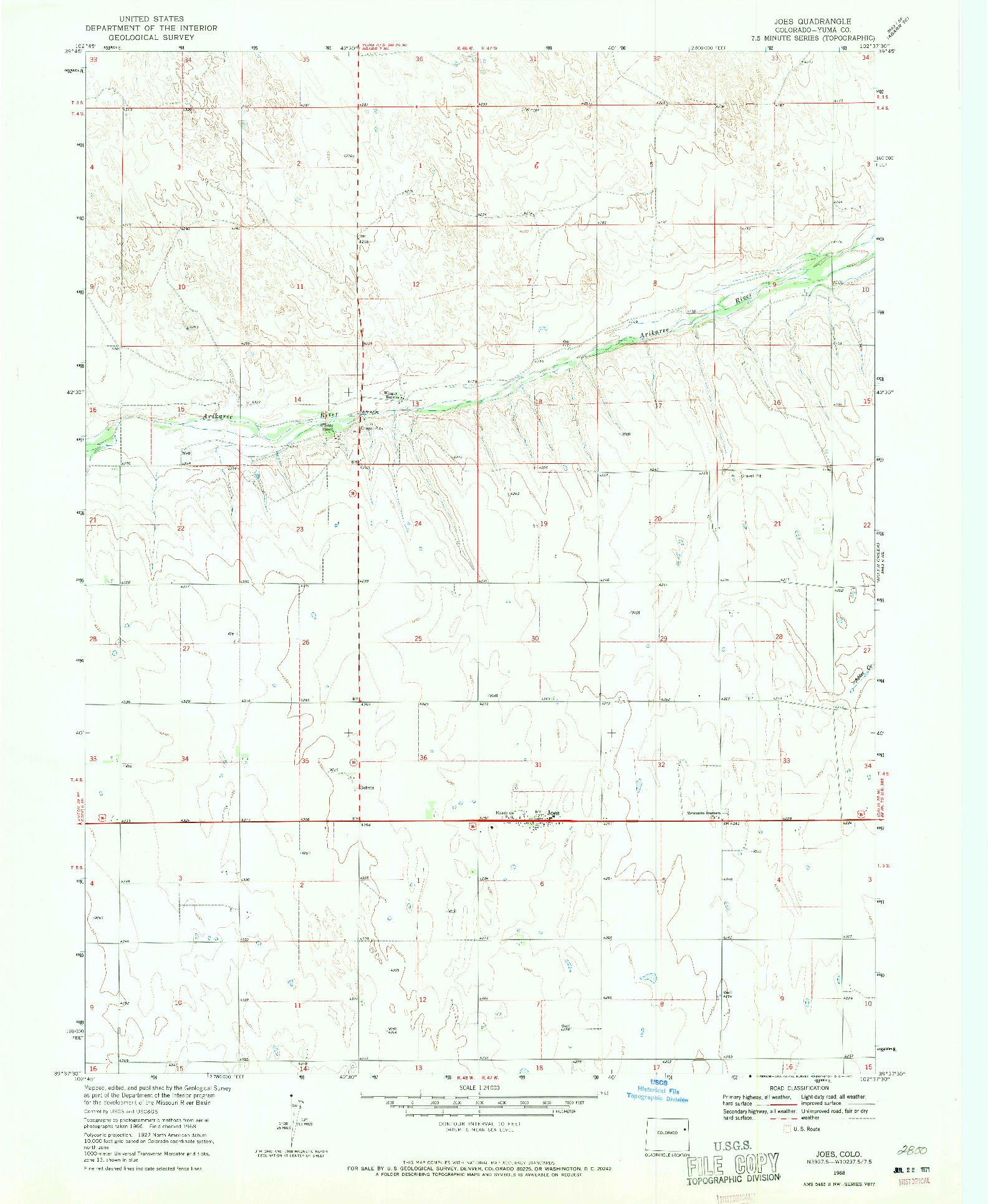 USGS 1:24000-SCALE QUADRANGLE FOR JOES, CO 1968