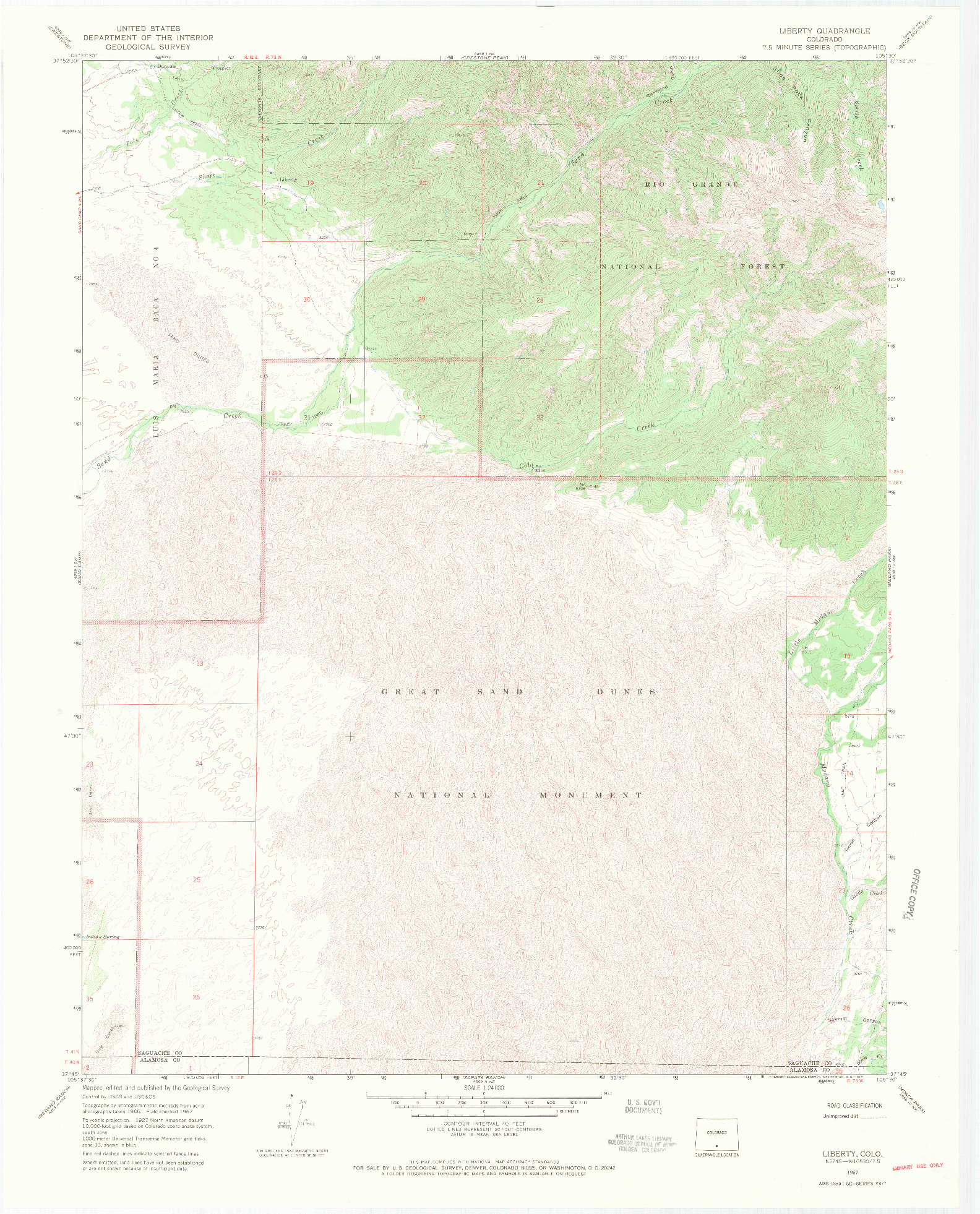 USGS 1:24000-SCALE QUADRANGLE FOR LIBERTY, CO 1967