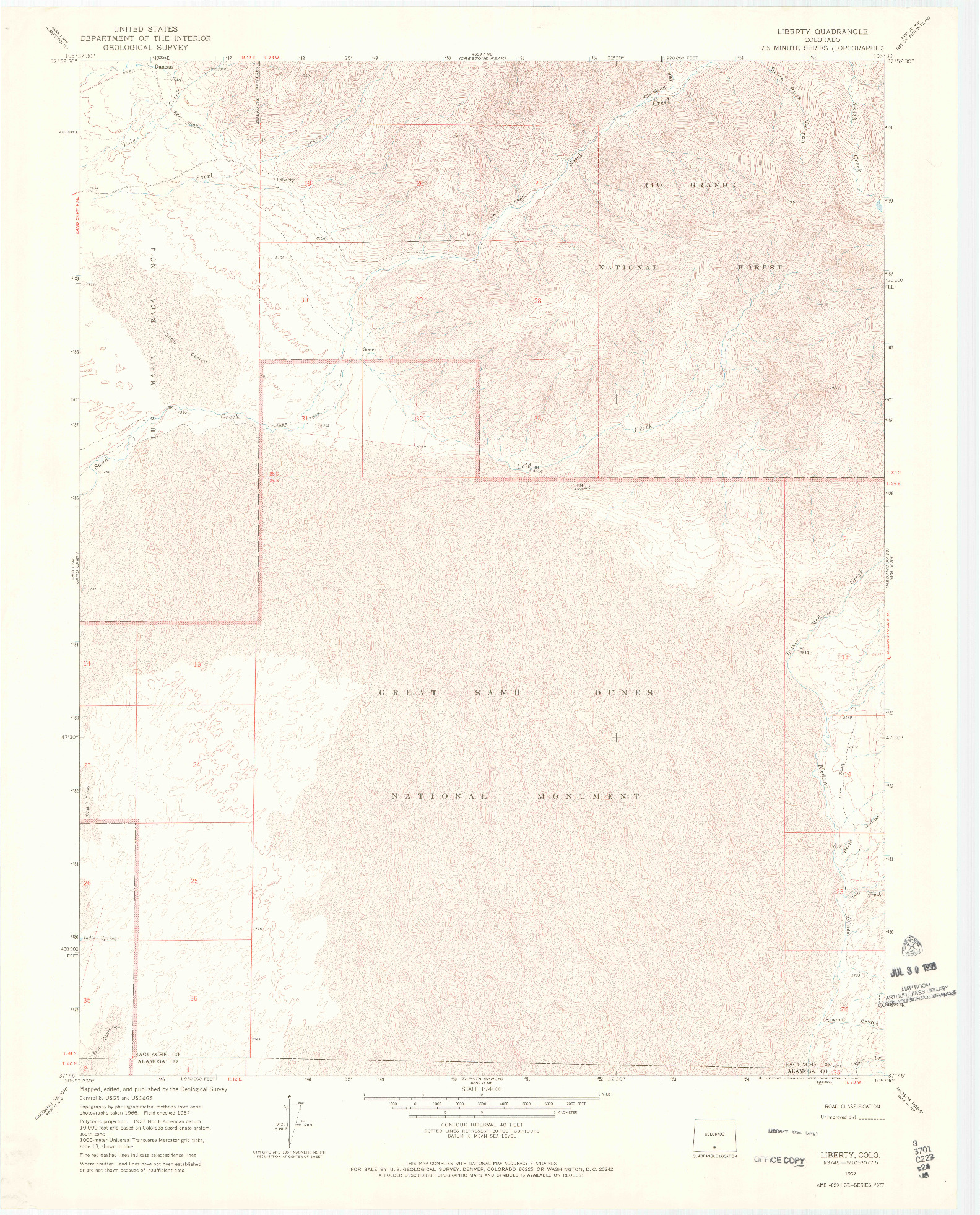 USGS 1:24000-SCALE QUADRANGLE FOR LIBERTY, CO 1967