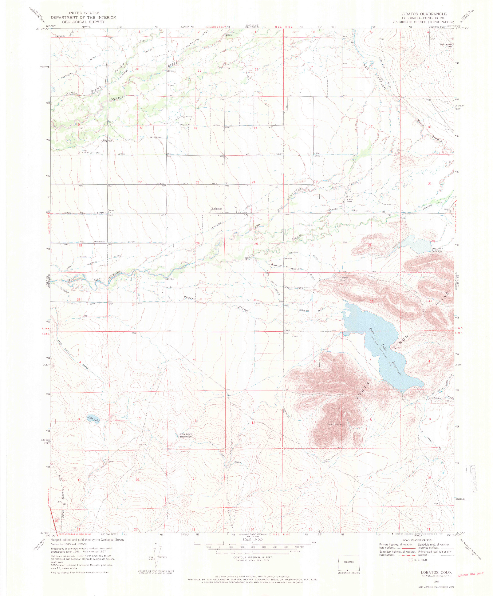 USGS 1:24000-SCALE QUADRANGLE FOR LOBATOS, CO 1967