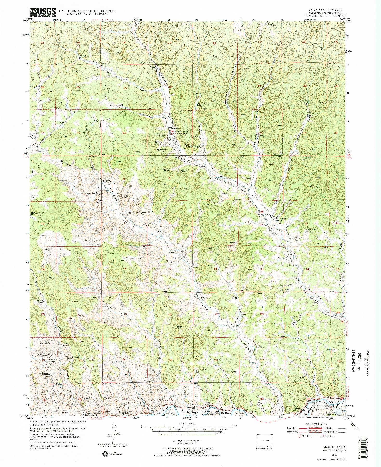 USGS 1:24000-SCALE QUADRANGLE FOR MADRID, CO 1951