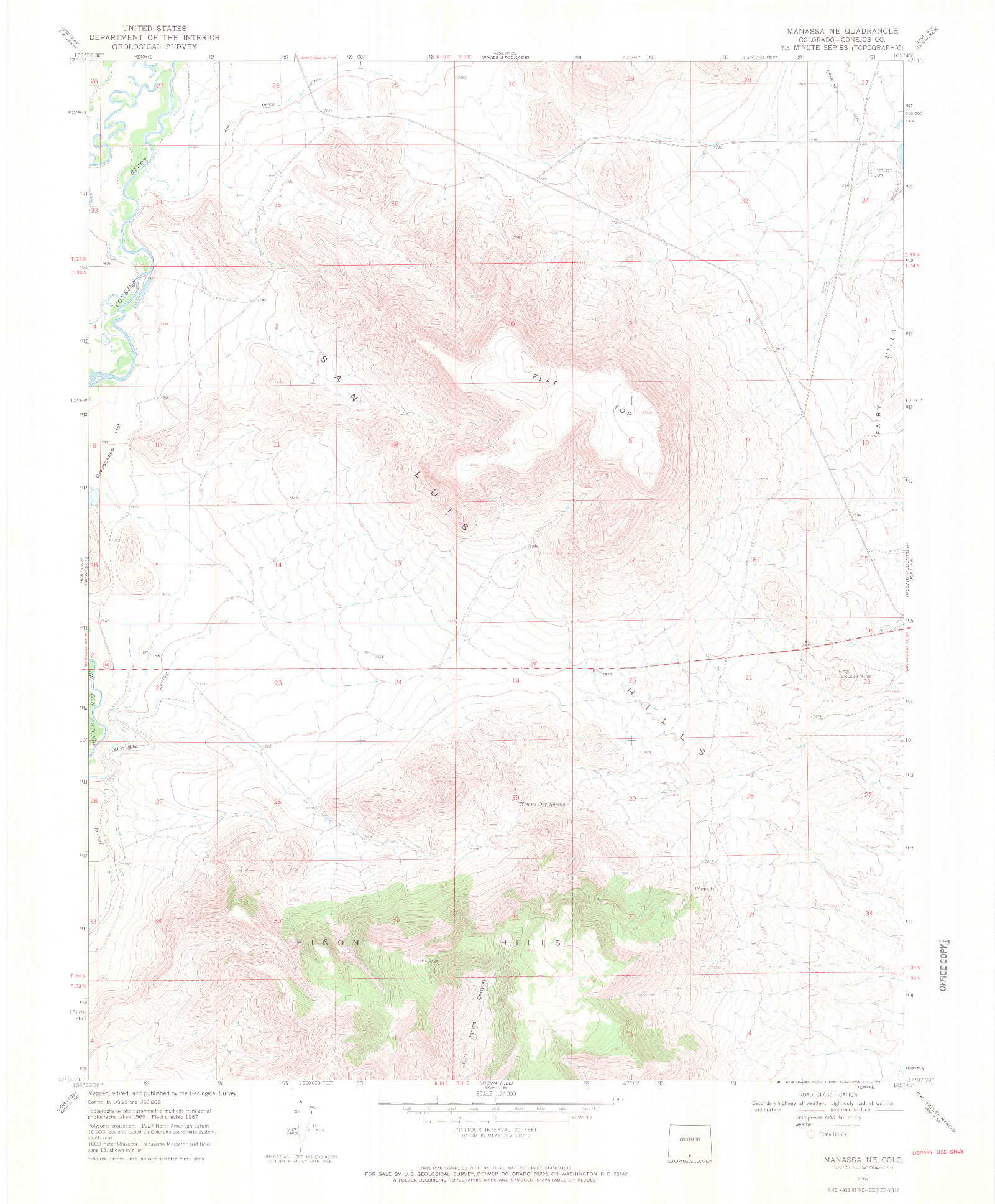 USGS 1:24000-SCALE QUADRANGLE FOR MANASSA NE, CO 1967