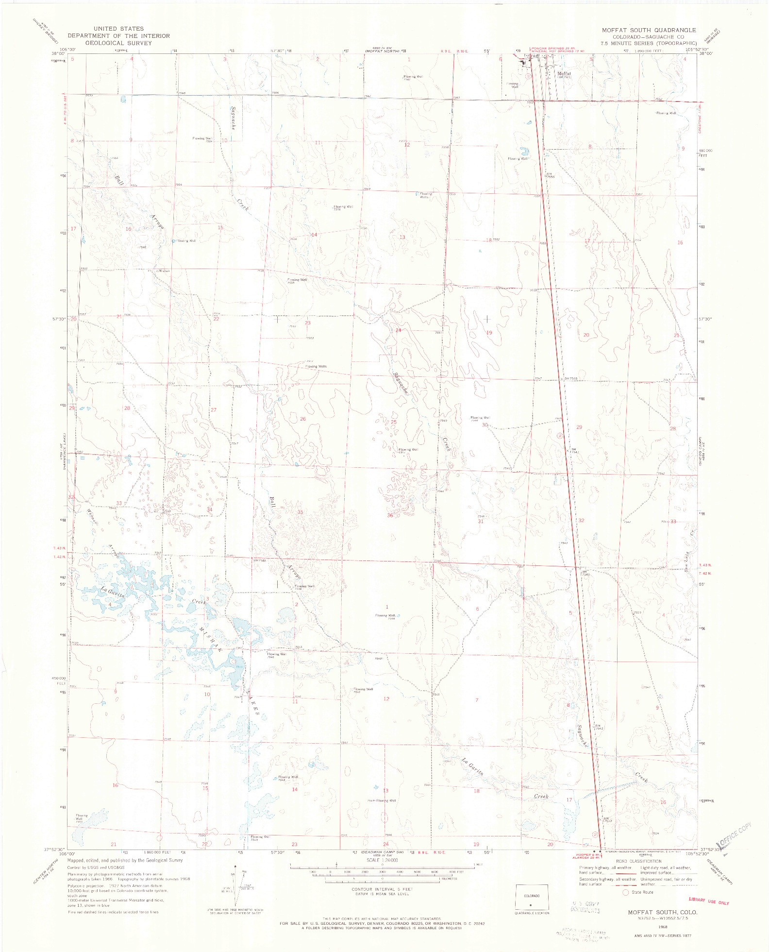USGS 1:24000-SCALE QUADRANGLE FOR MOFFAT SOUTH, CO 1968
