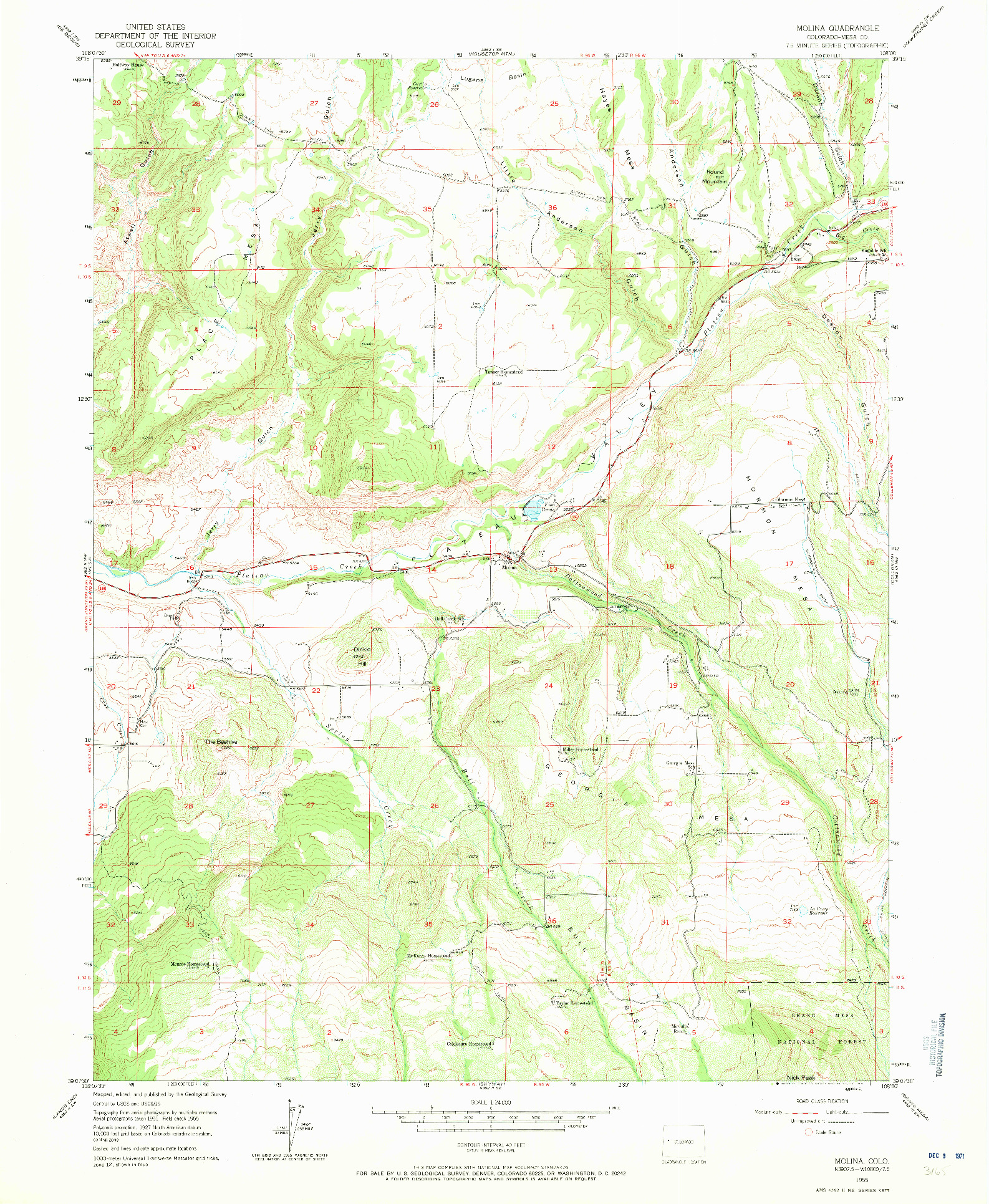 USGS 1:24000-SCALE QUADRANGLE FOR MOLINA, CO 1955