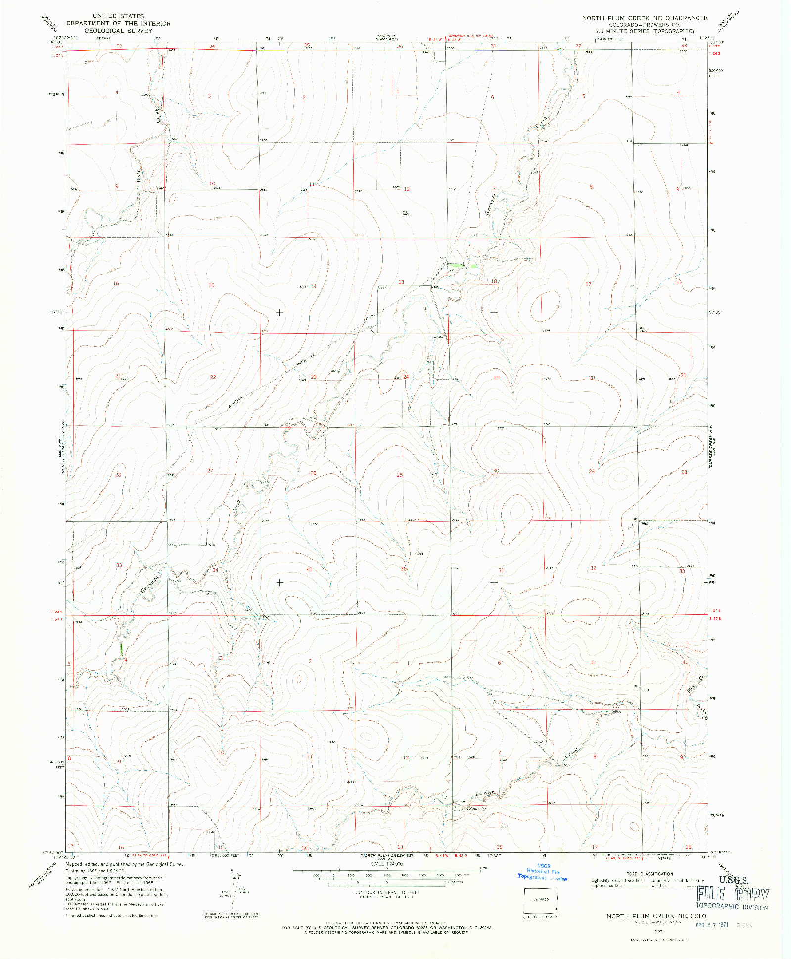 USGS 1:24000-SCALE QUADRANGLE FOR NORTH PLUM CREEK NE, CO 1968