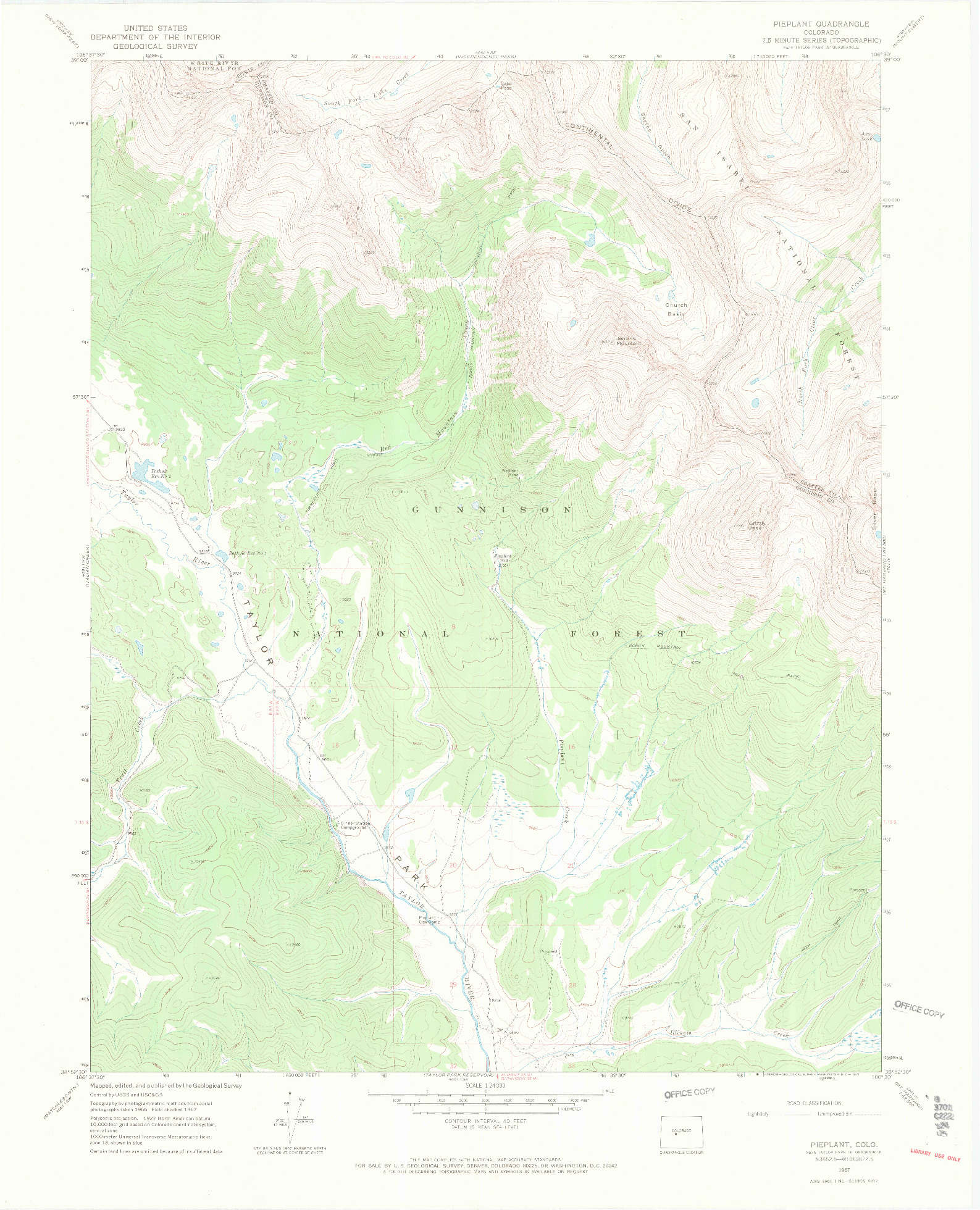 USGS 1:24000-SCALE QUADRANGLE FOR PIEPLANT, CO 1967