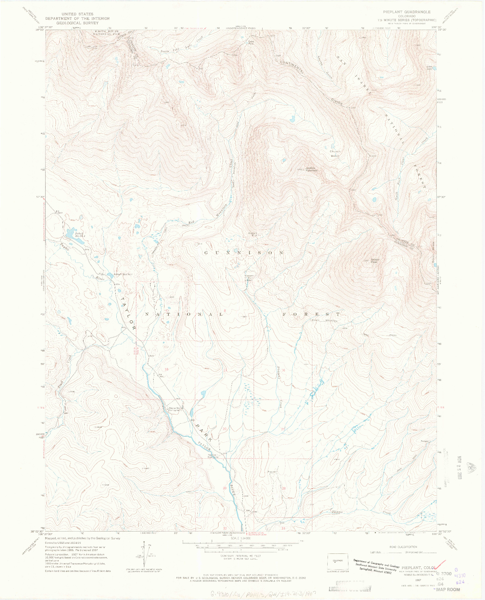 USGS 1:24000-SCALE QUADRANGLE FOR PIEPLANT, CO 1967